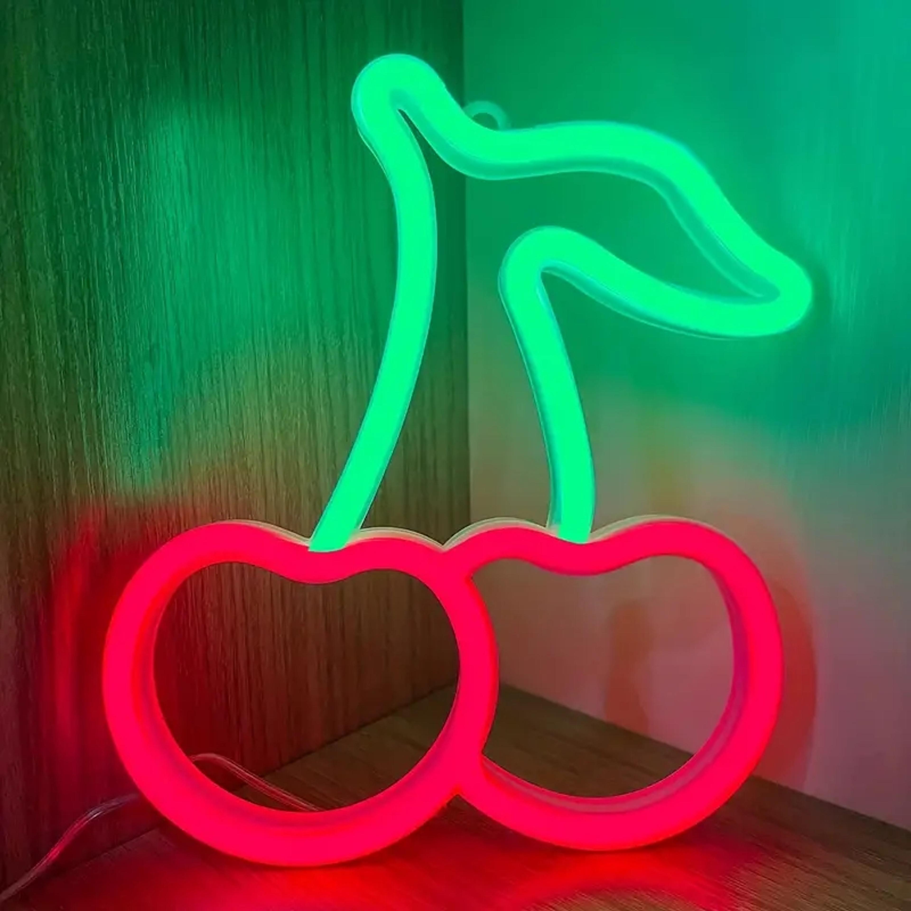 cherry led neon light sign for kids room, bedroom & fruit wall decor