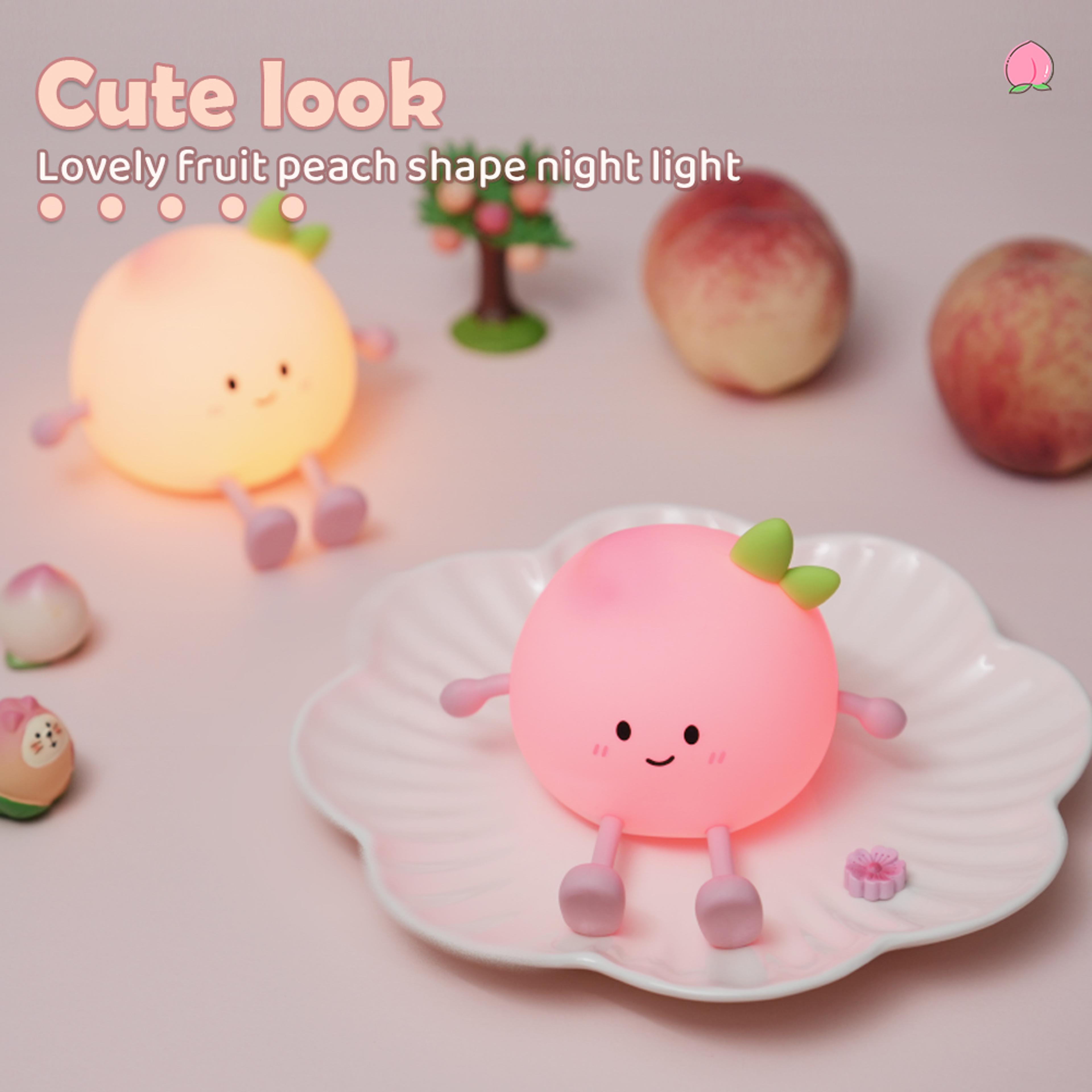 Rechargeable Silicone Peach Night Light Touch Control LED Kids Nursery Bedside Lamp 4