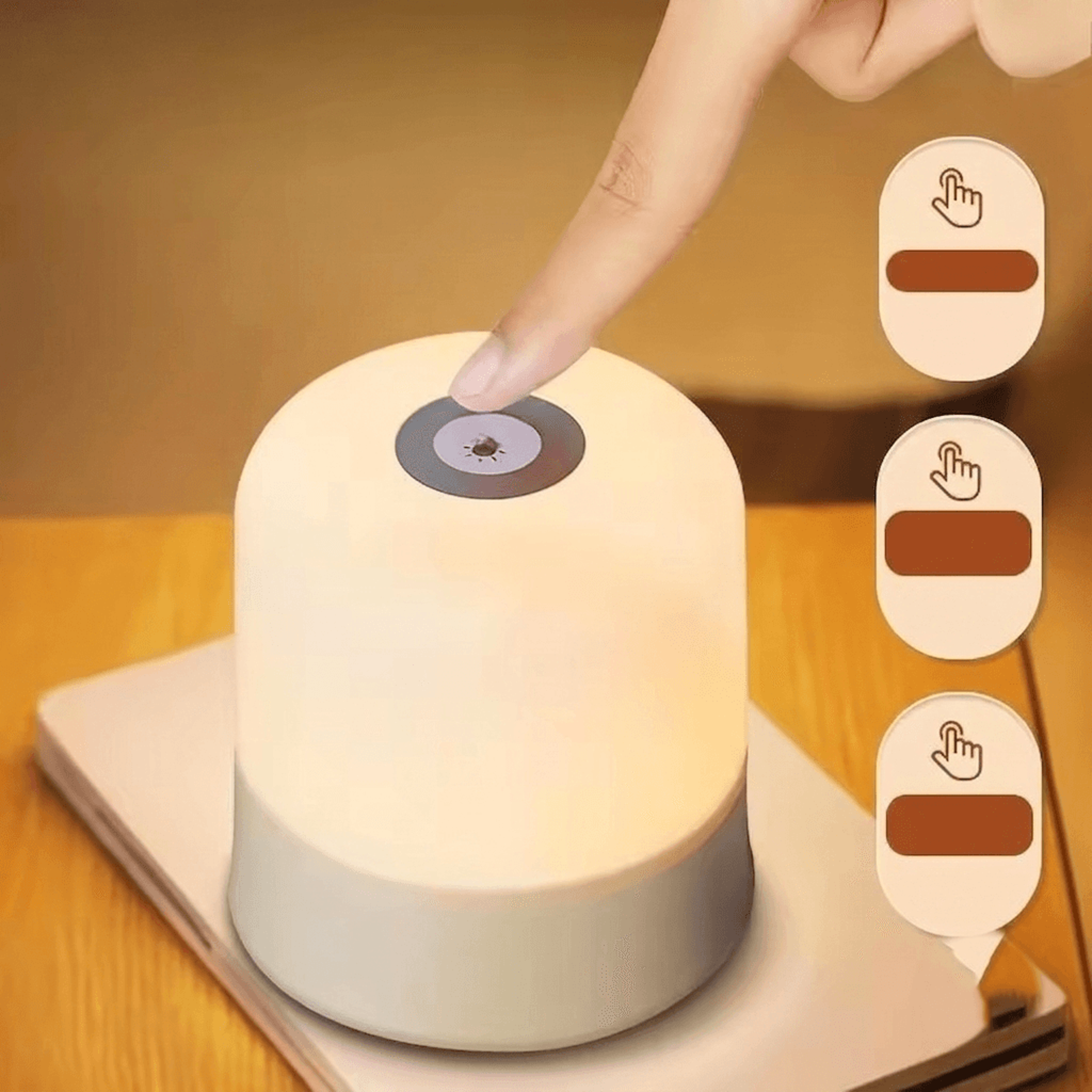Rechargeable Bedside Lamp With Touch Control Color Dimmable LED Night Light 0
