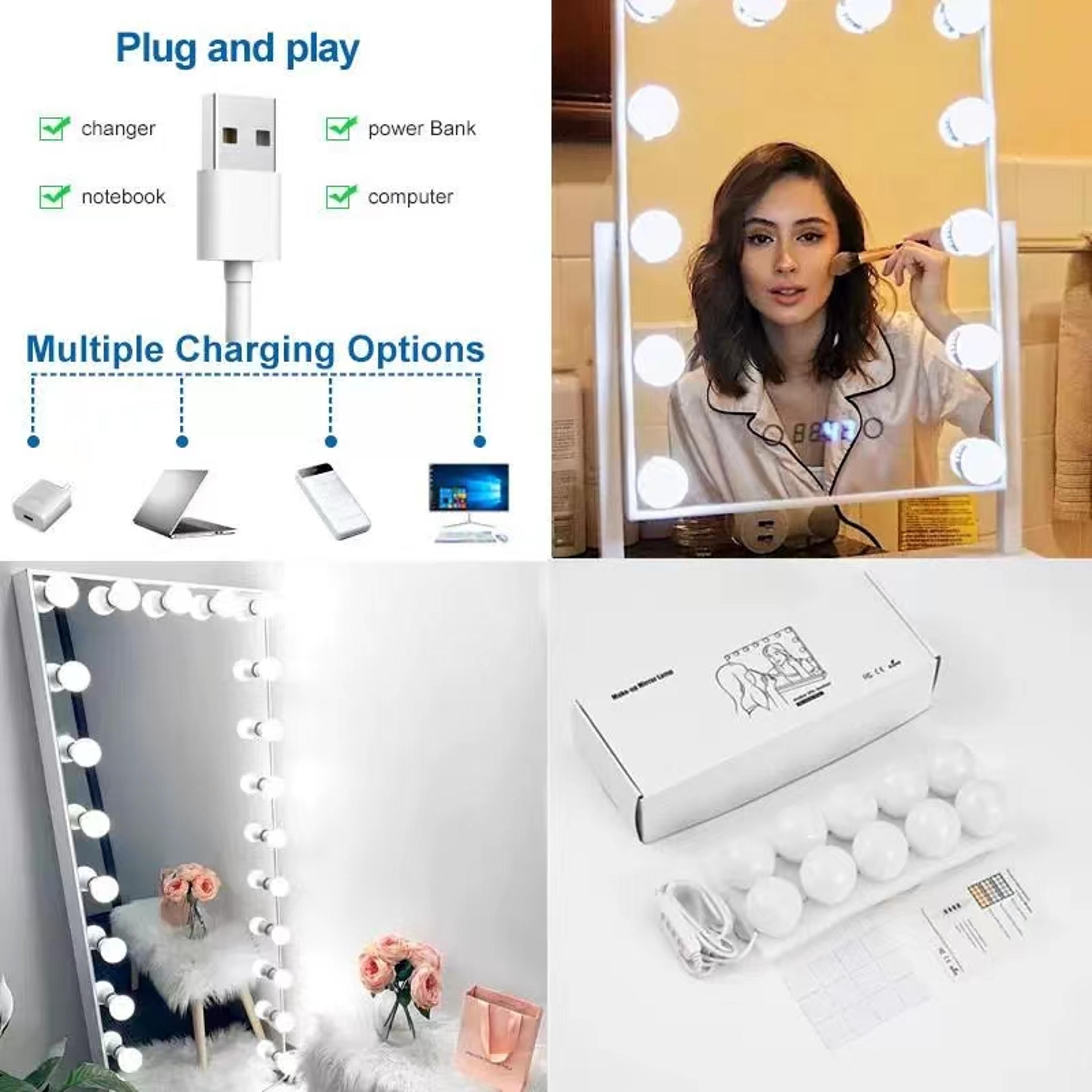 Hollywood LED Vanity Lights USB Makeup Mirror Light Kit With Dimmable Bulbs 4
