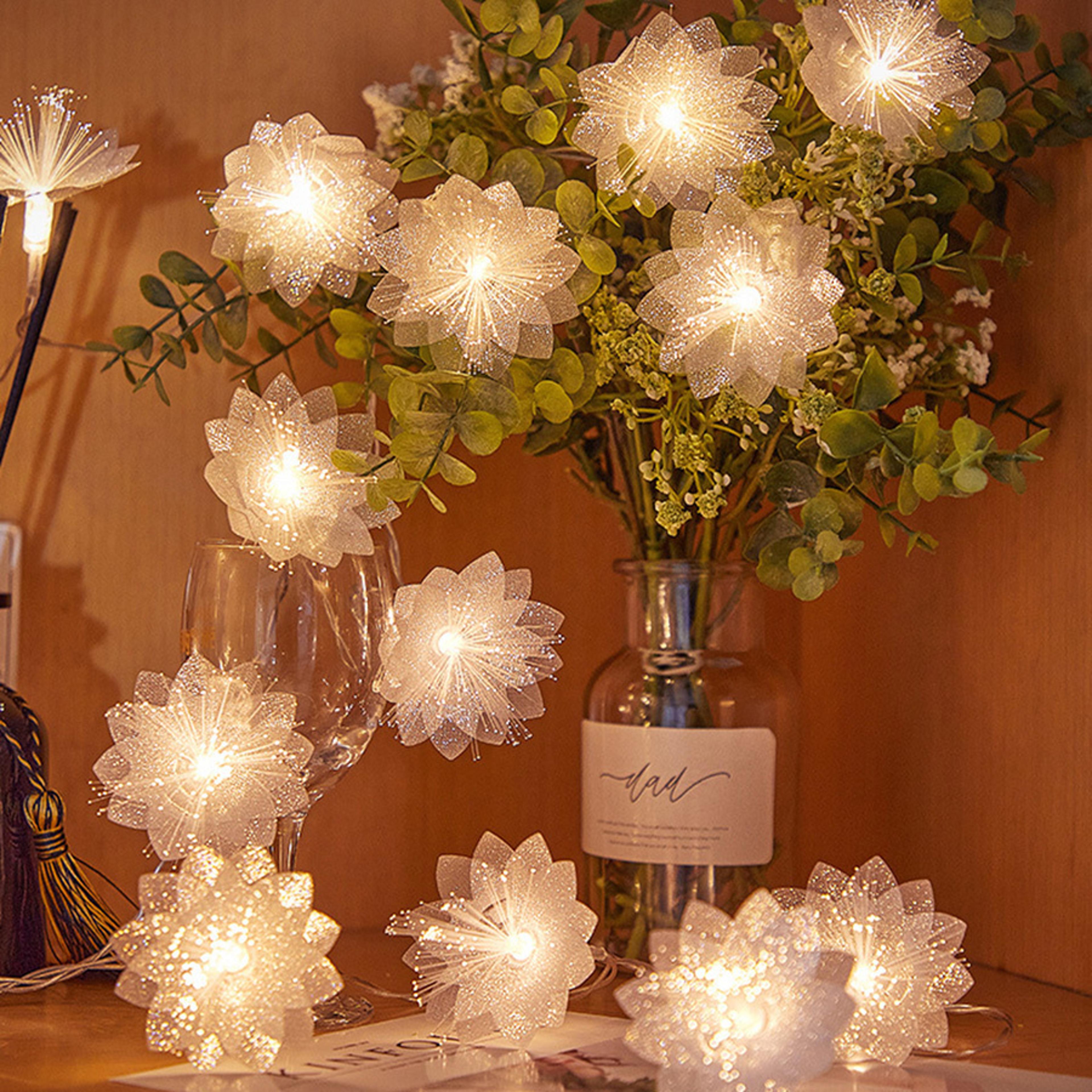 Fiber Bloom LED Flower Garland Battery Powered String Lights For Weddings Parties  Home Decor 3