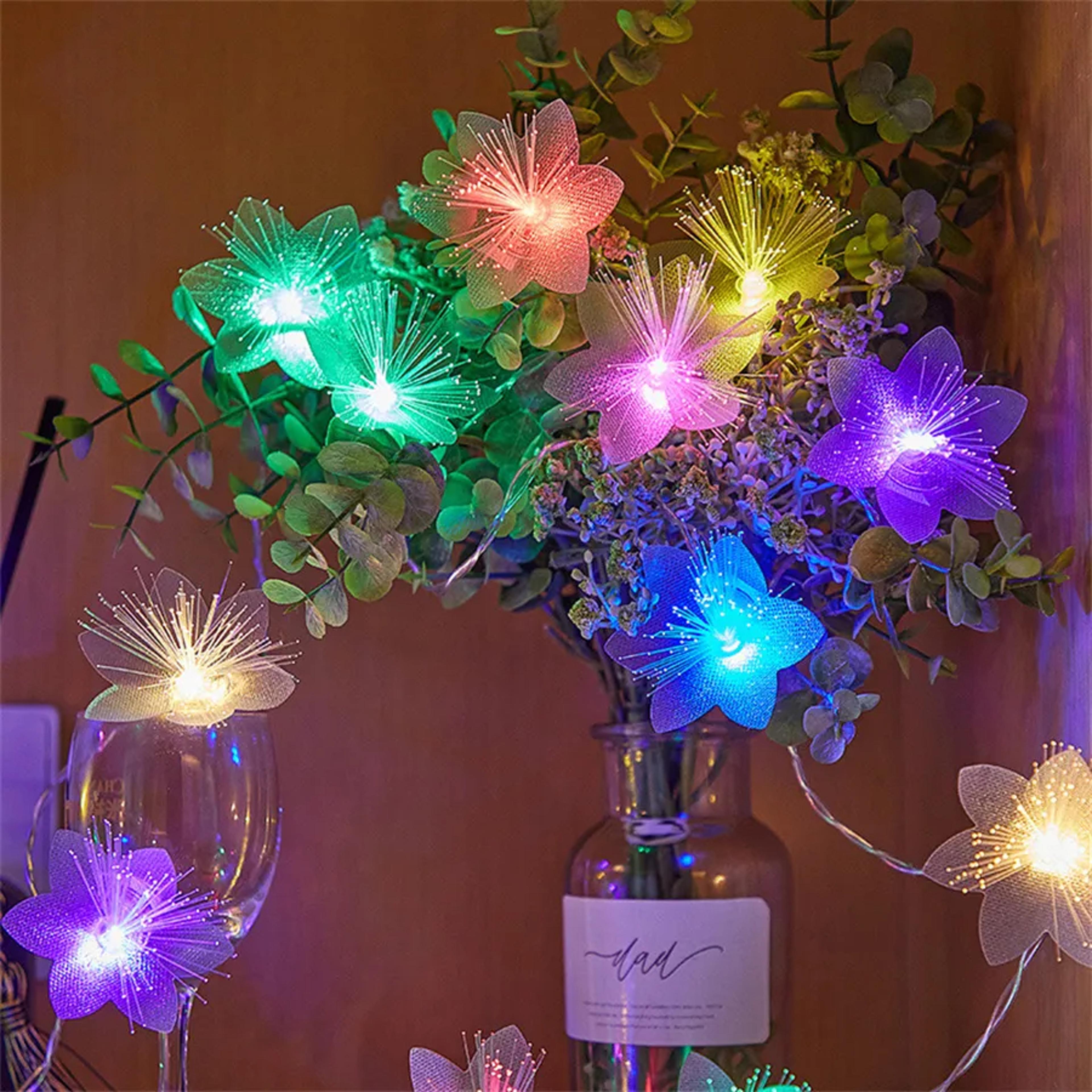 Fiber Bloom LED Flower Garland Battery Powered String Lights For Weddings Parties  Home Decor 5