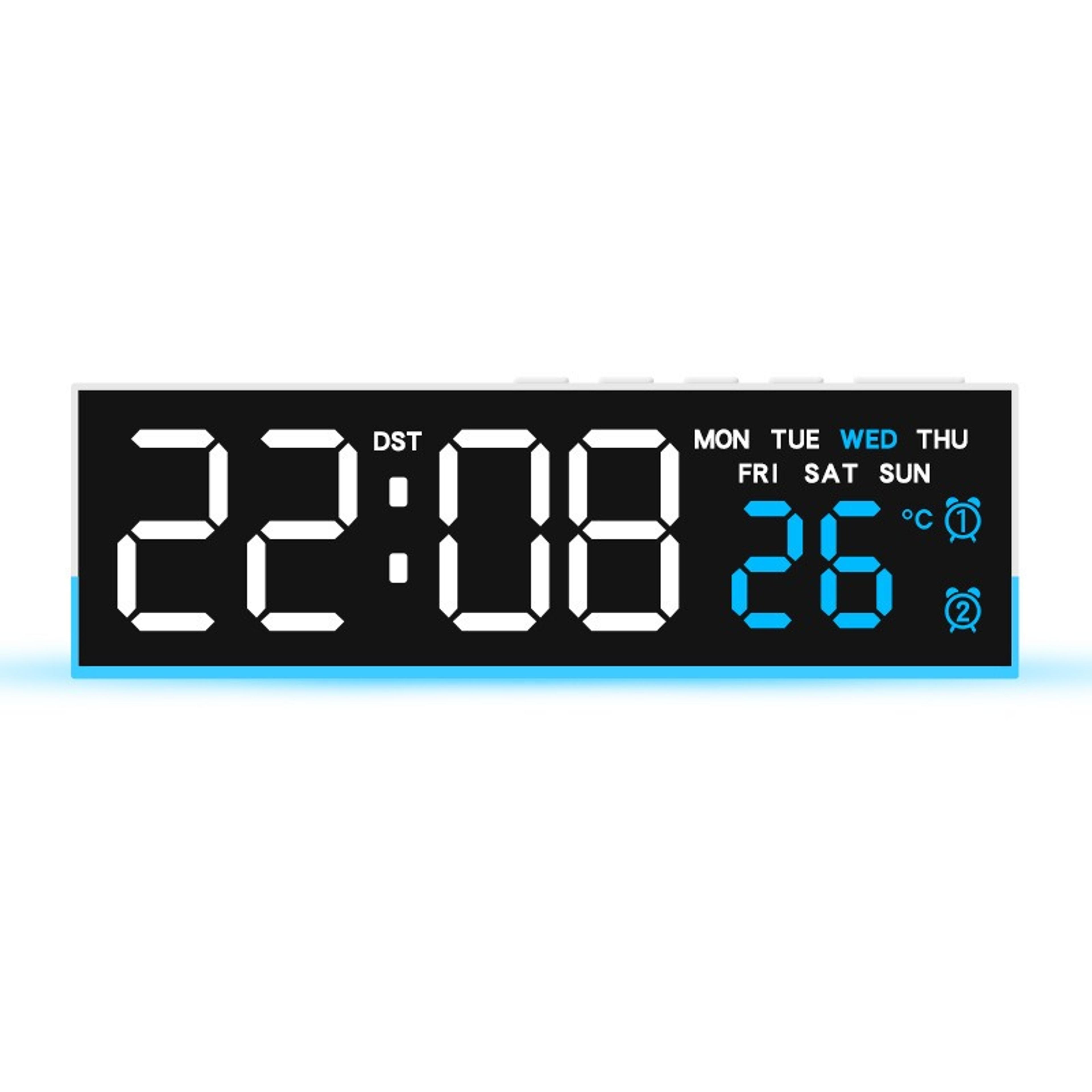 Glow Time LED Digital Alarm Clock With Ambient Light Dual Alarm  Temperature Displays 5