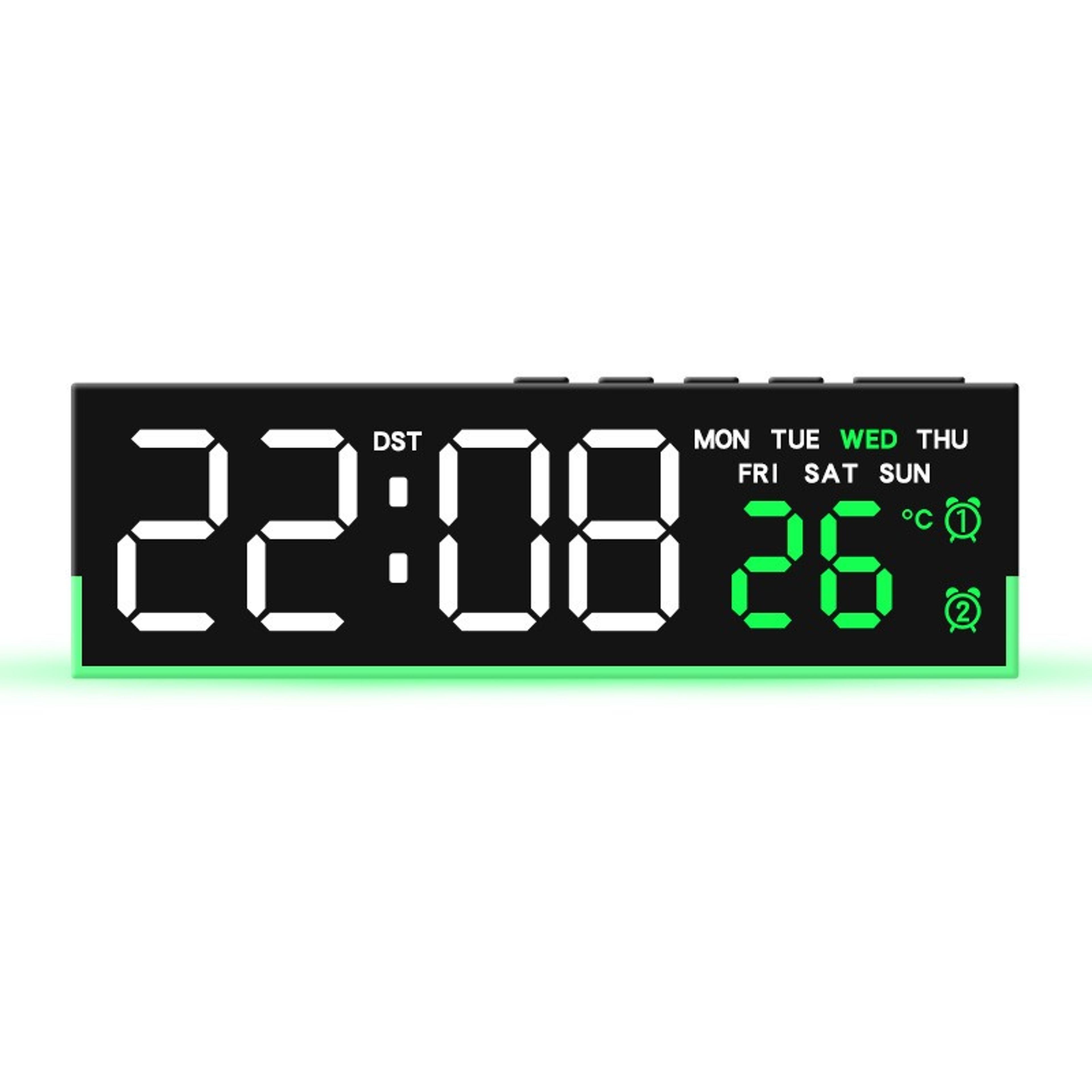 Glow Time LED Digital Alarm Clock With Ambient Light Dual Alarm  Temperature Displays 10