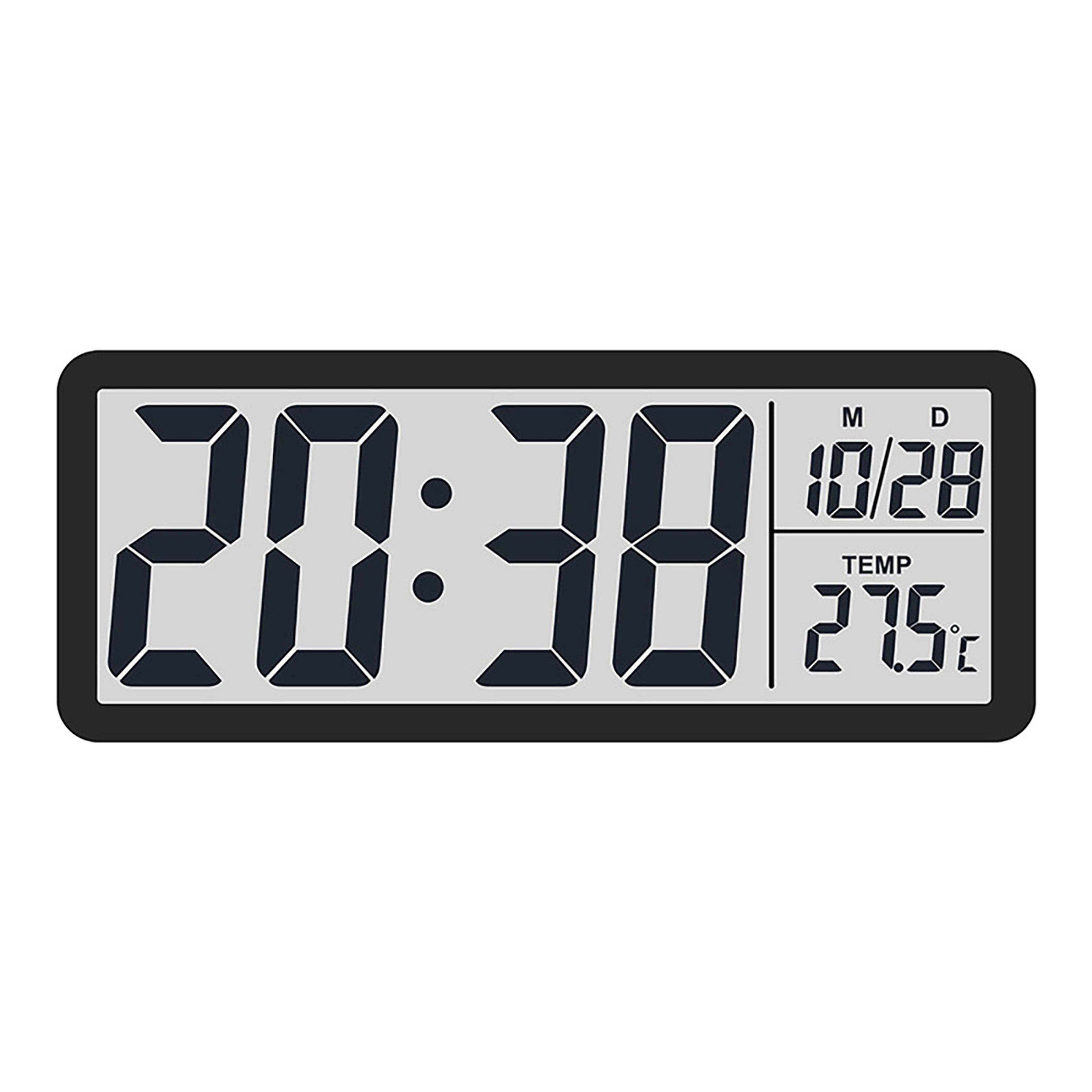 Large LCD Digital Wall Clock With Temperature Calendar  Week Display Battery Powered 6