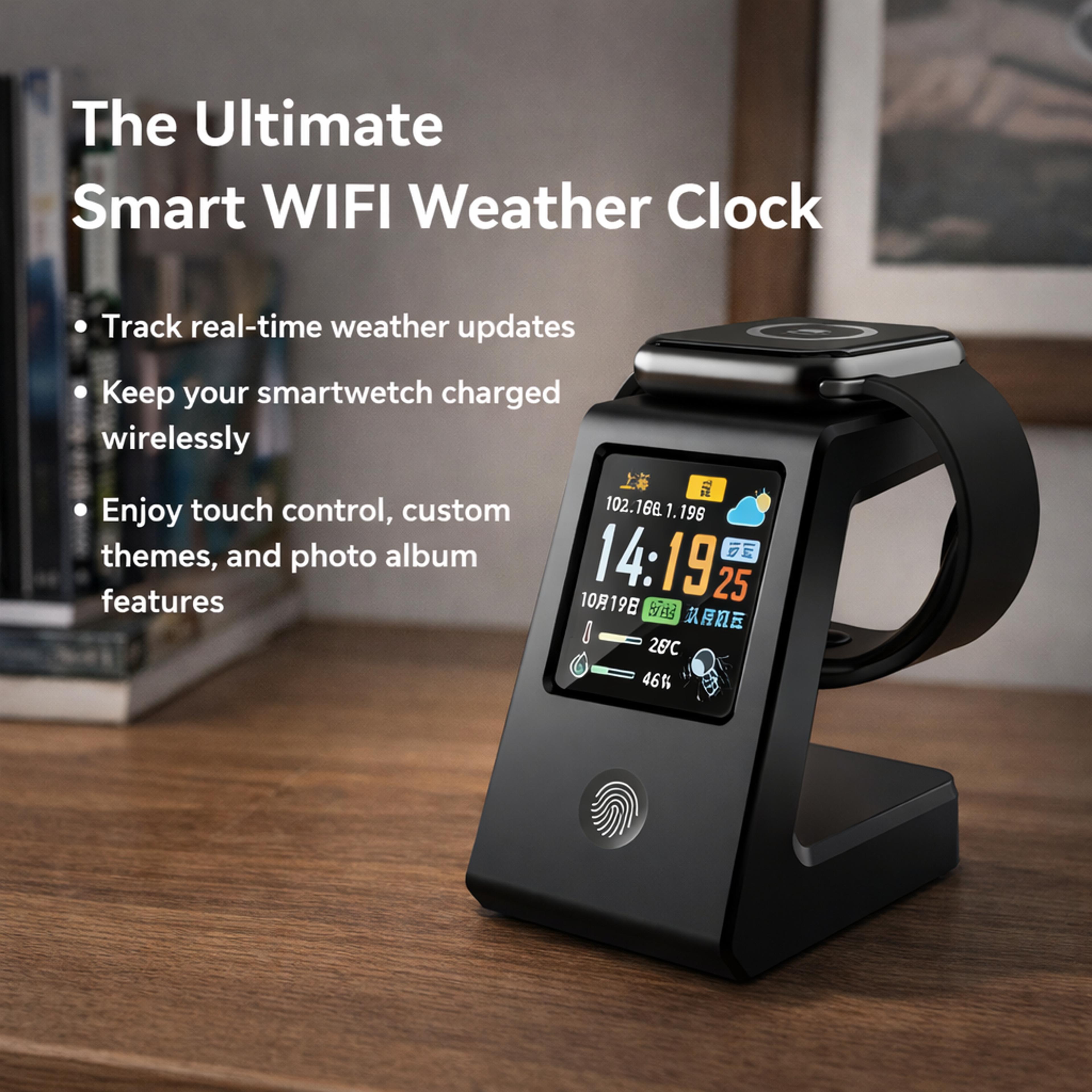Smart WiFi Weather Clock With Wireless Charging  Real Time Weather Display 1