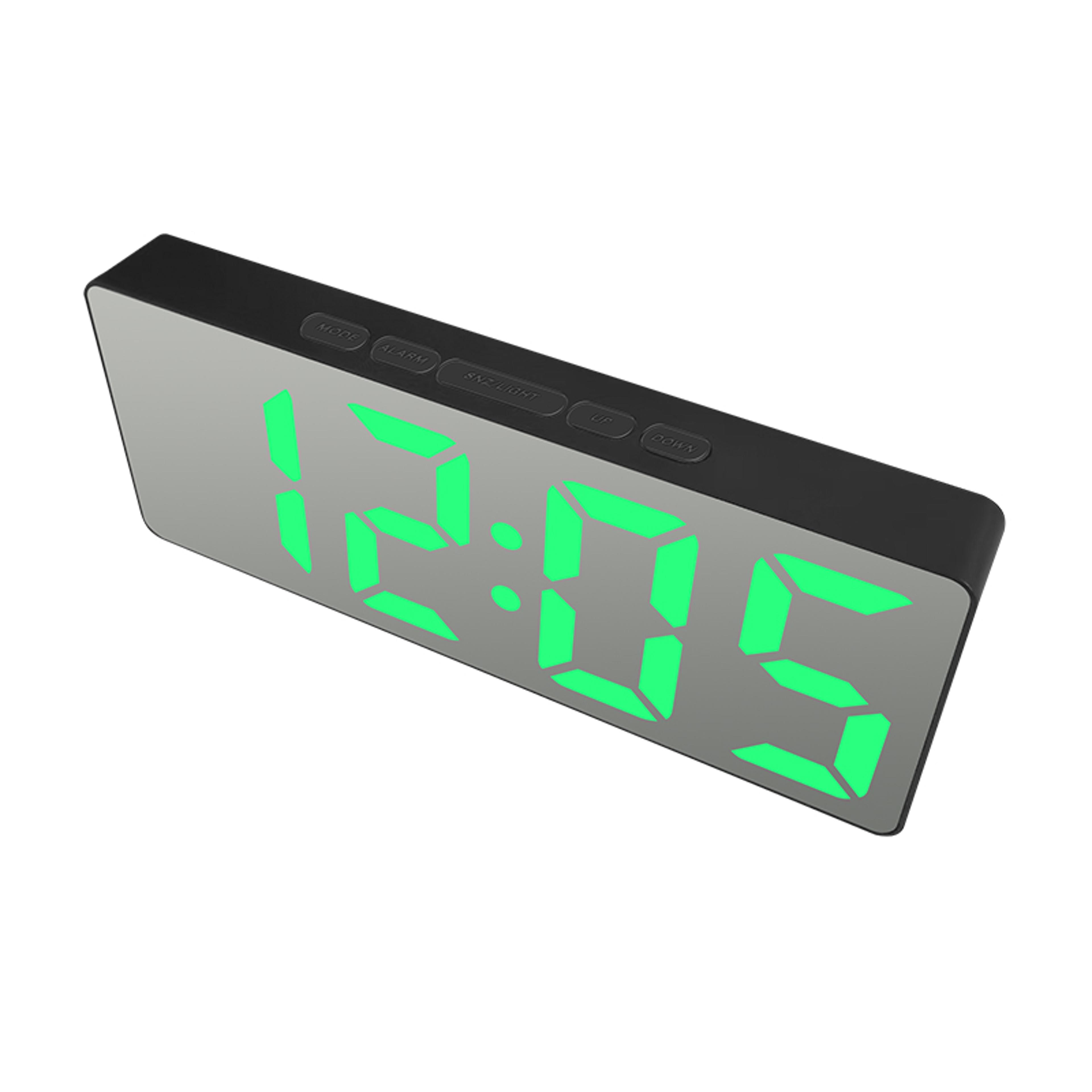 Curved LED Mirror Alarm Clock With Large Display USB  Powered Digital Desk Clock 0