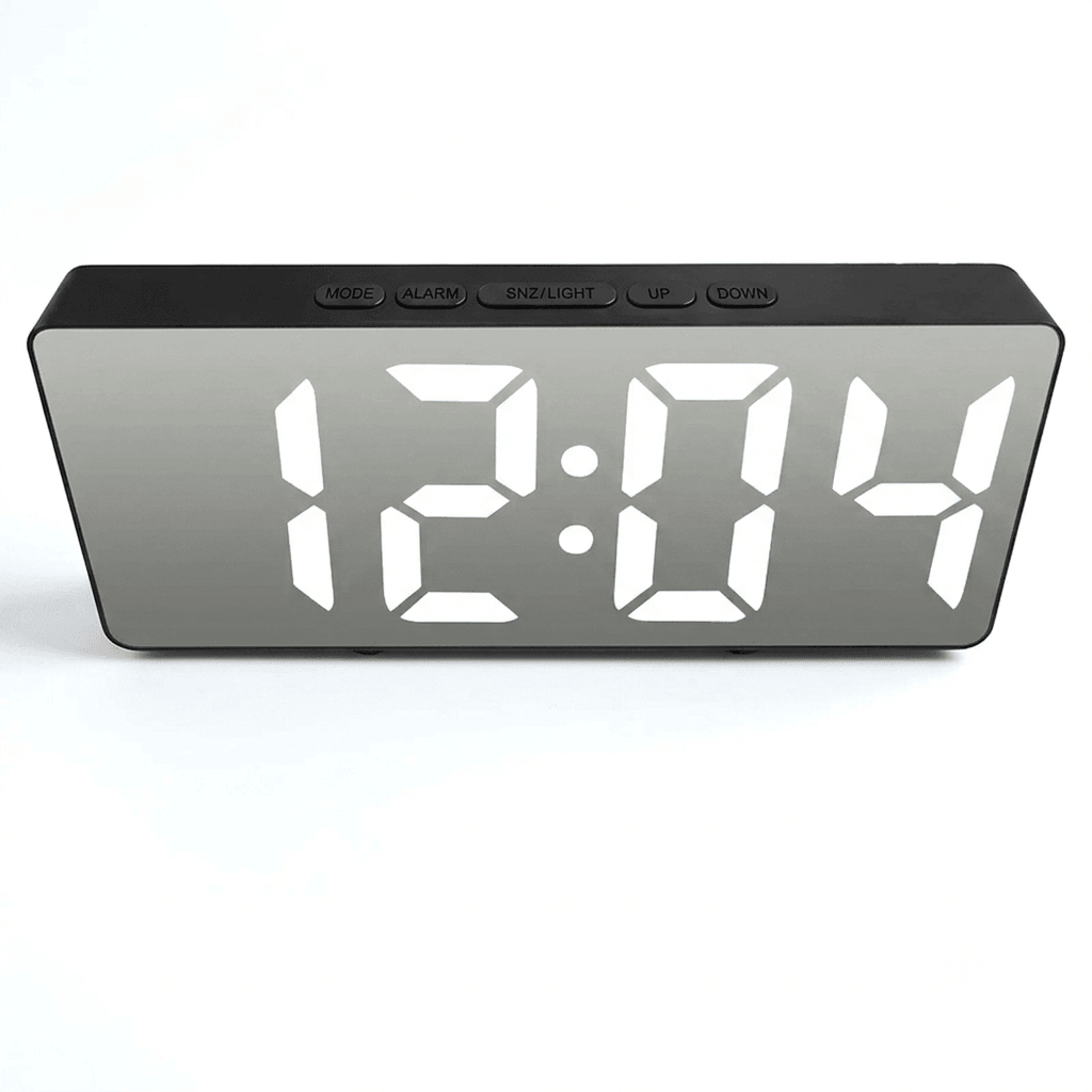 Curved LED Mirror Alarm Clock With Large Display USB  Powered Digital Desk Clock 2