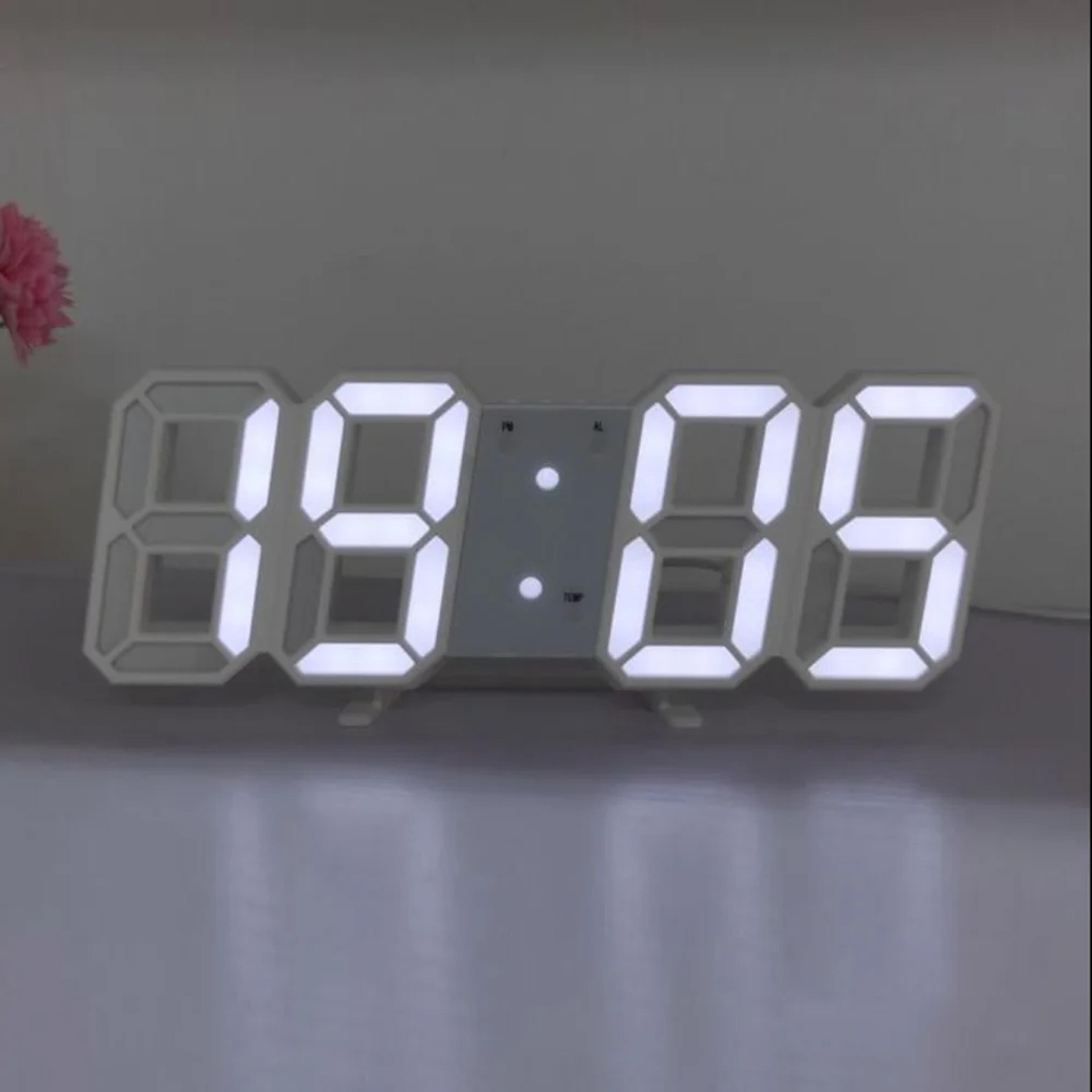 Lumi Time LED Digital Wall Clock With Alarm Date Temperature  USB Power 3