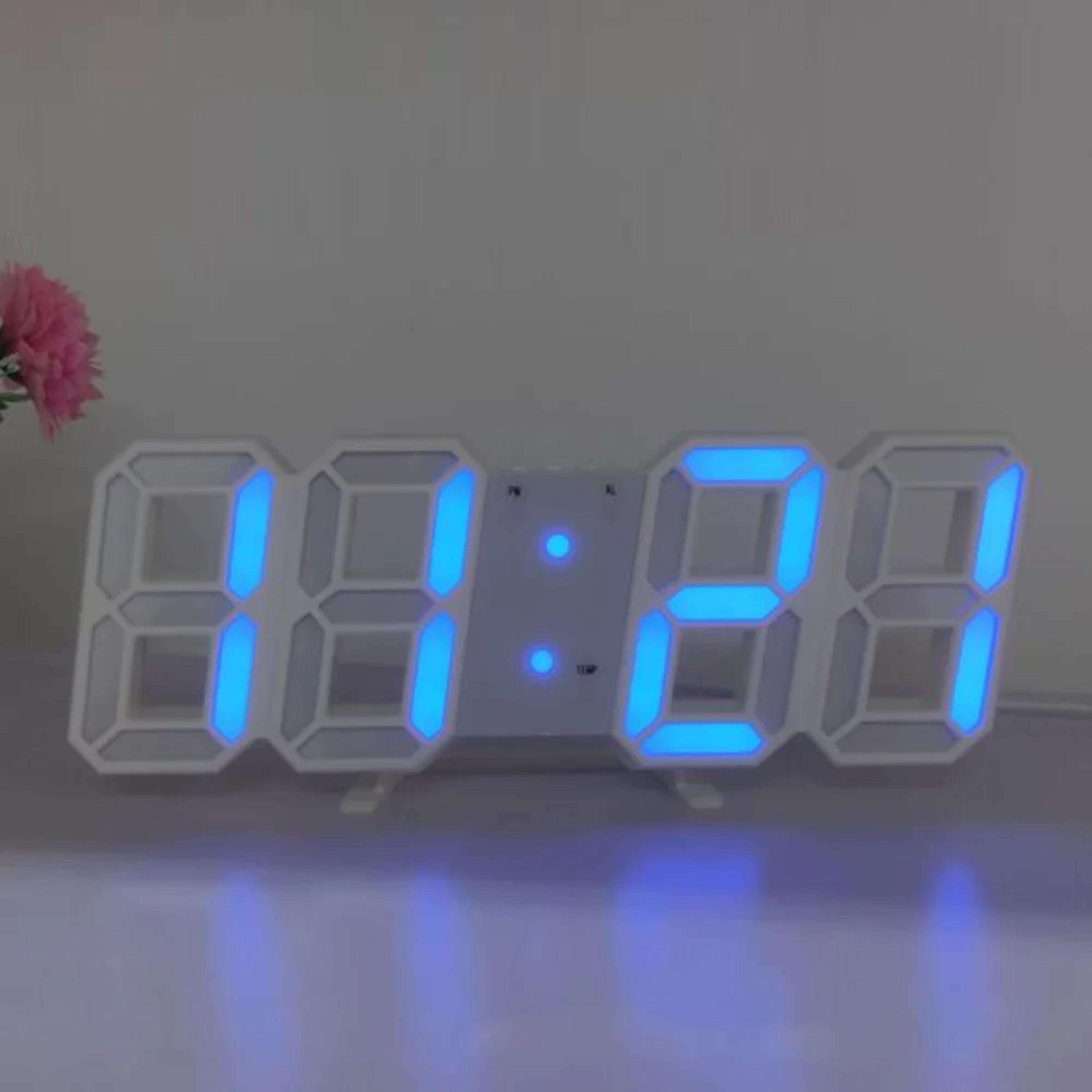 Lumi Time LED Digital Wall Clock With Alarm Date Temperature  USB Power 4