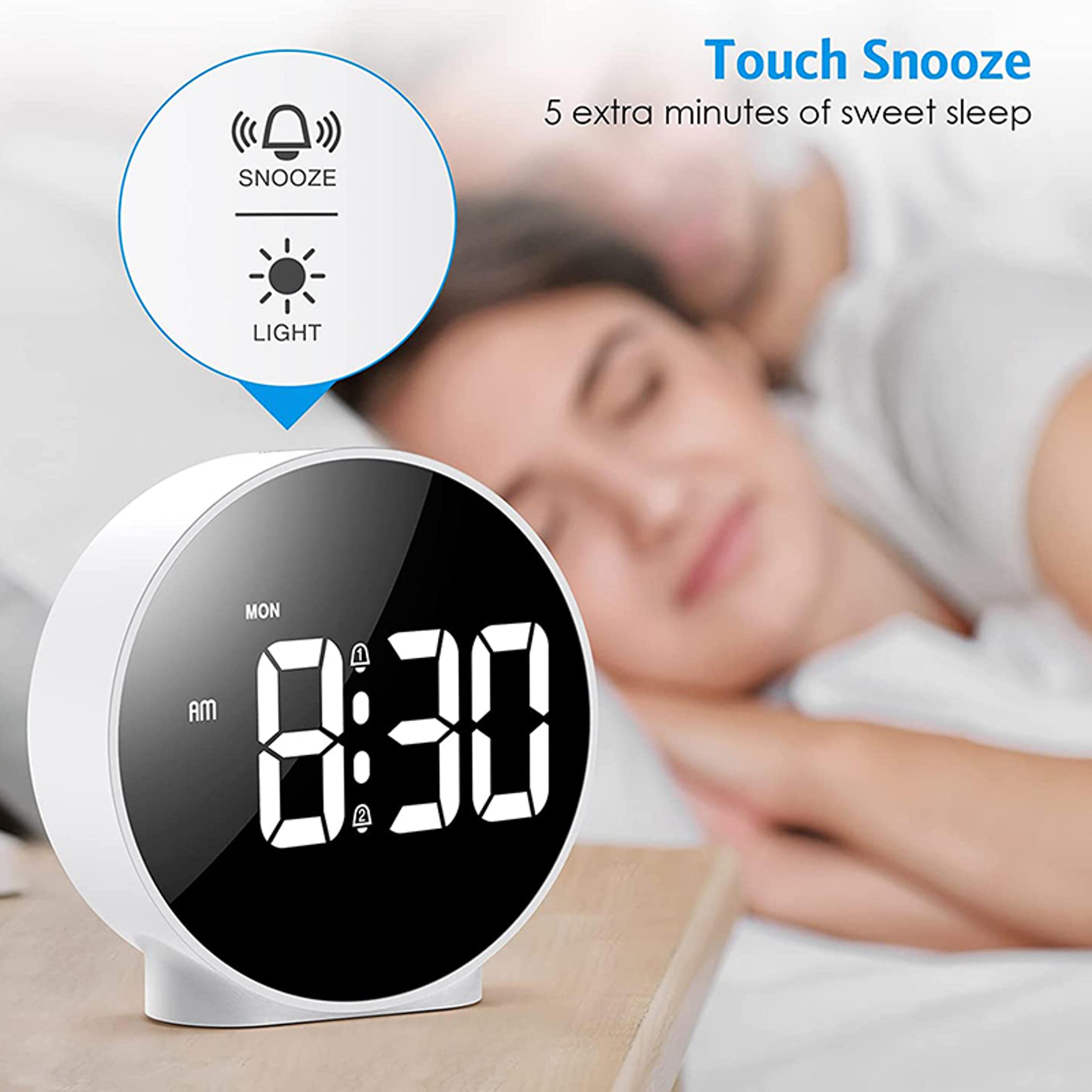 Smart LED Digital Alarm Clock With Dual Alarm Snooze  Week Display For Bedside And Travel 2