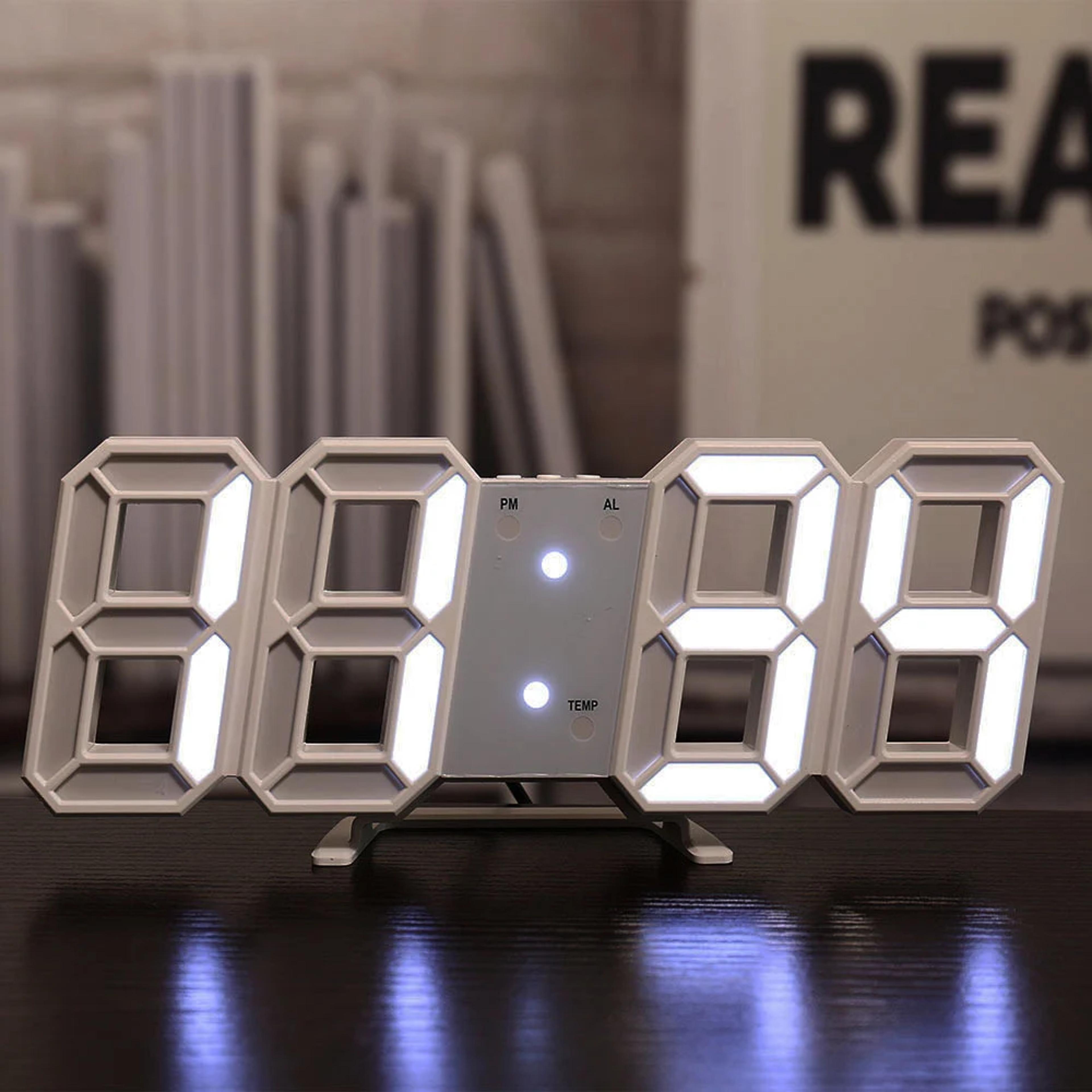 LED Digital Clock With Alarm Temperature Display  Adjustable Brightness For Wall Or Desk 9