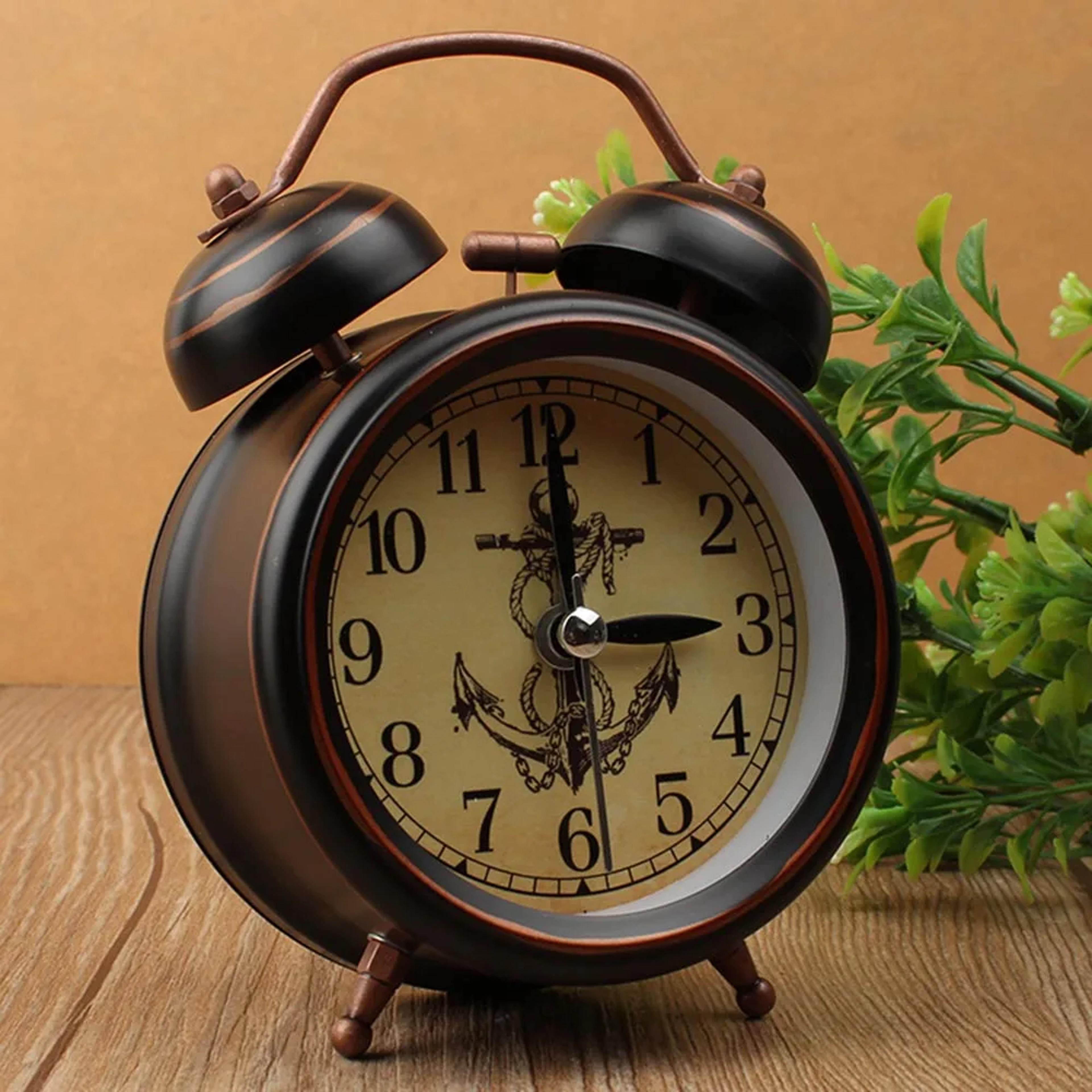 Vintage Alarm Clock With Night Light  Silent Sweep Retro Bedside Metal Clock 1