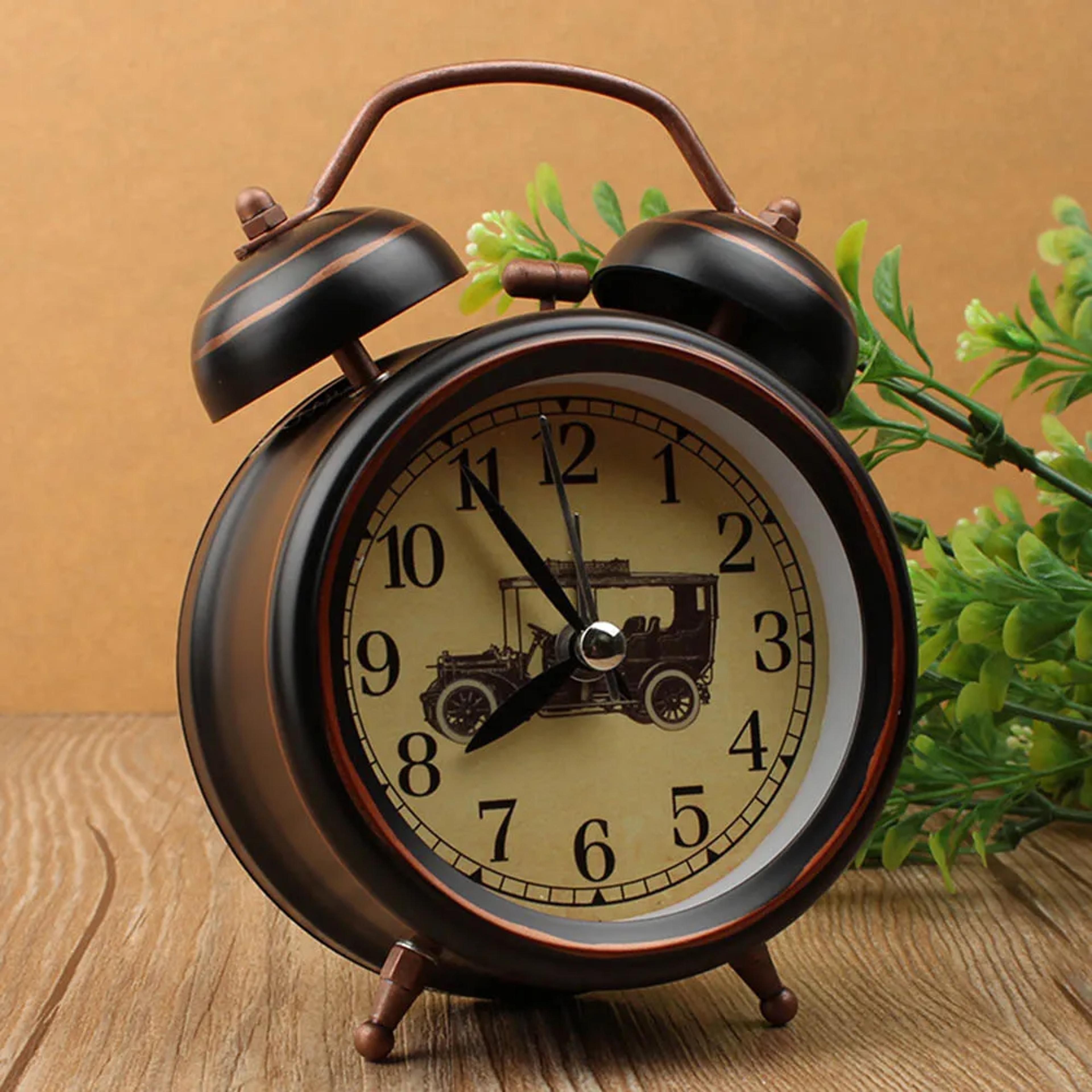 Vintage Alarm Clock With Night Light  Silent Sweep Retro Bedside Metal Clock 2