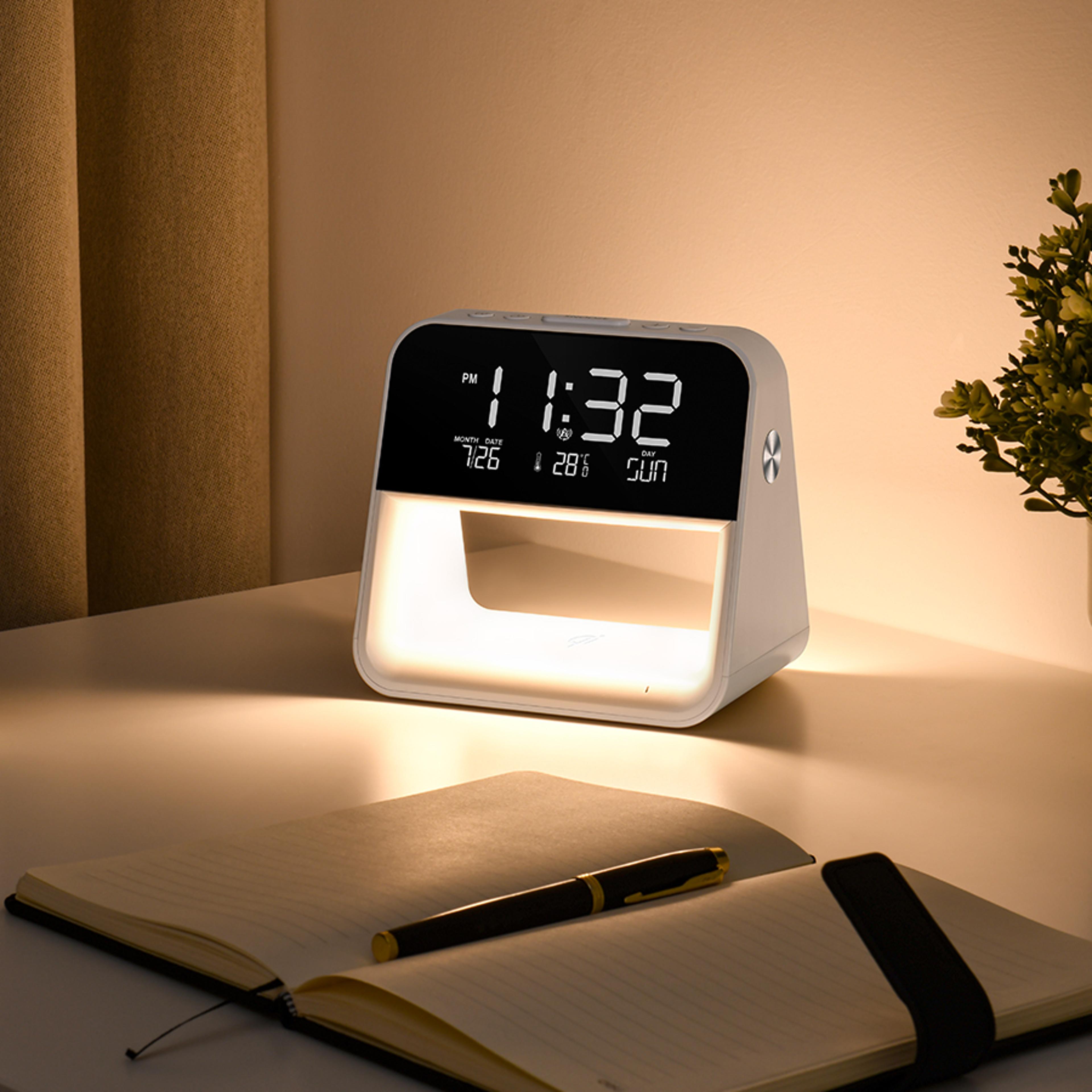Modern Bedside Lamp Clock With LED Alarm Clock  USB Bedside Lamp For Bedroom Decor 0