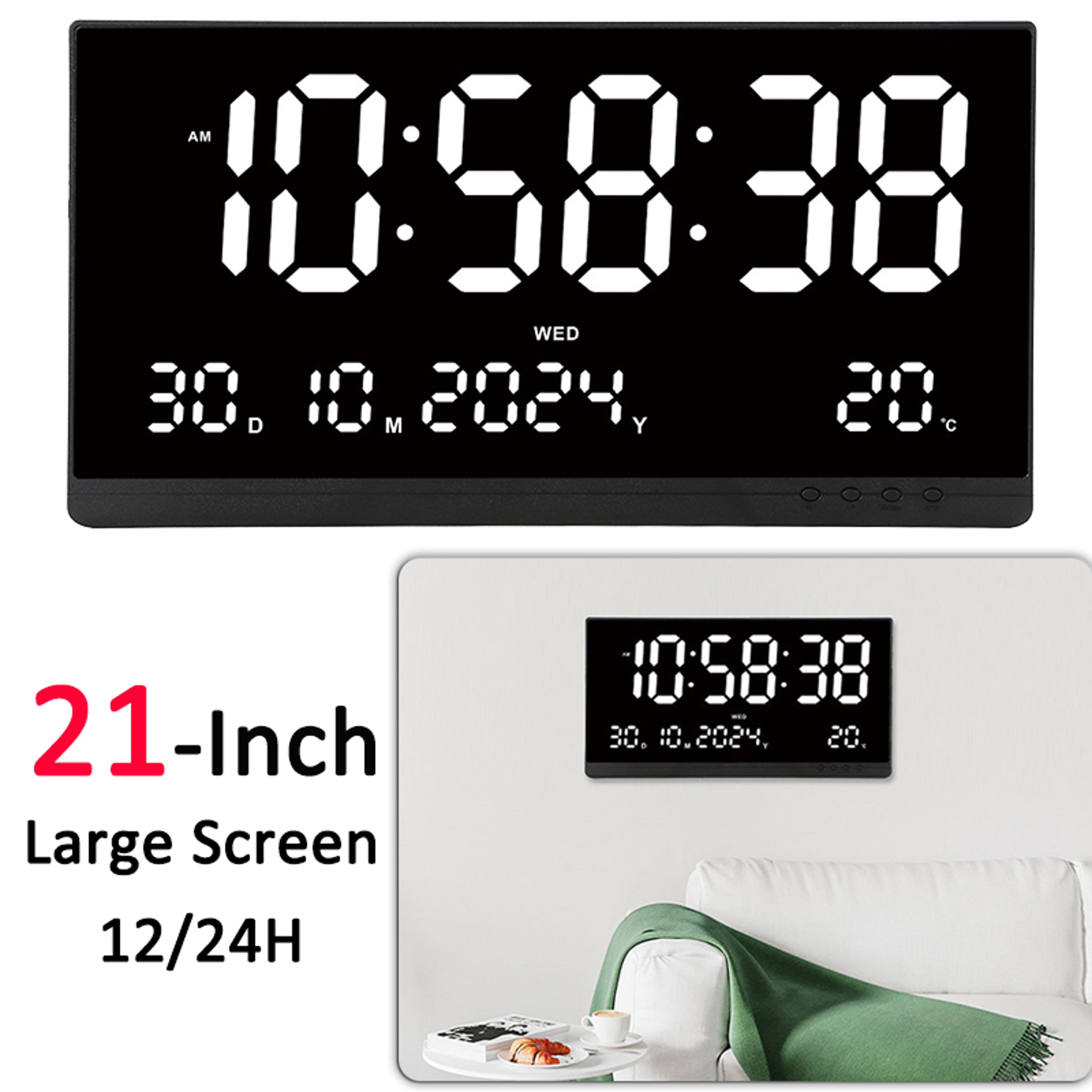 Large Digital Wall Clock With Calendar Temperature  USB Powered LED Display 1