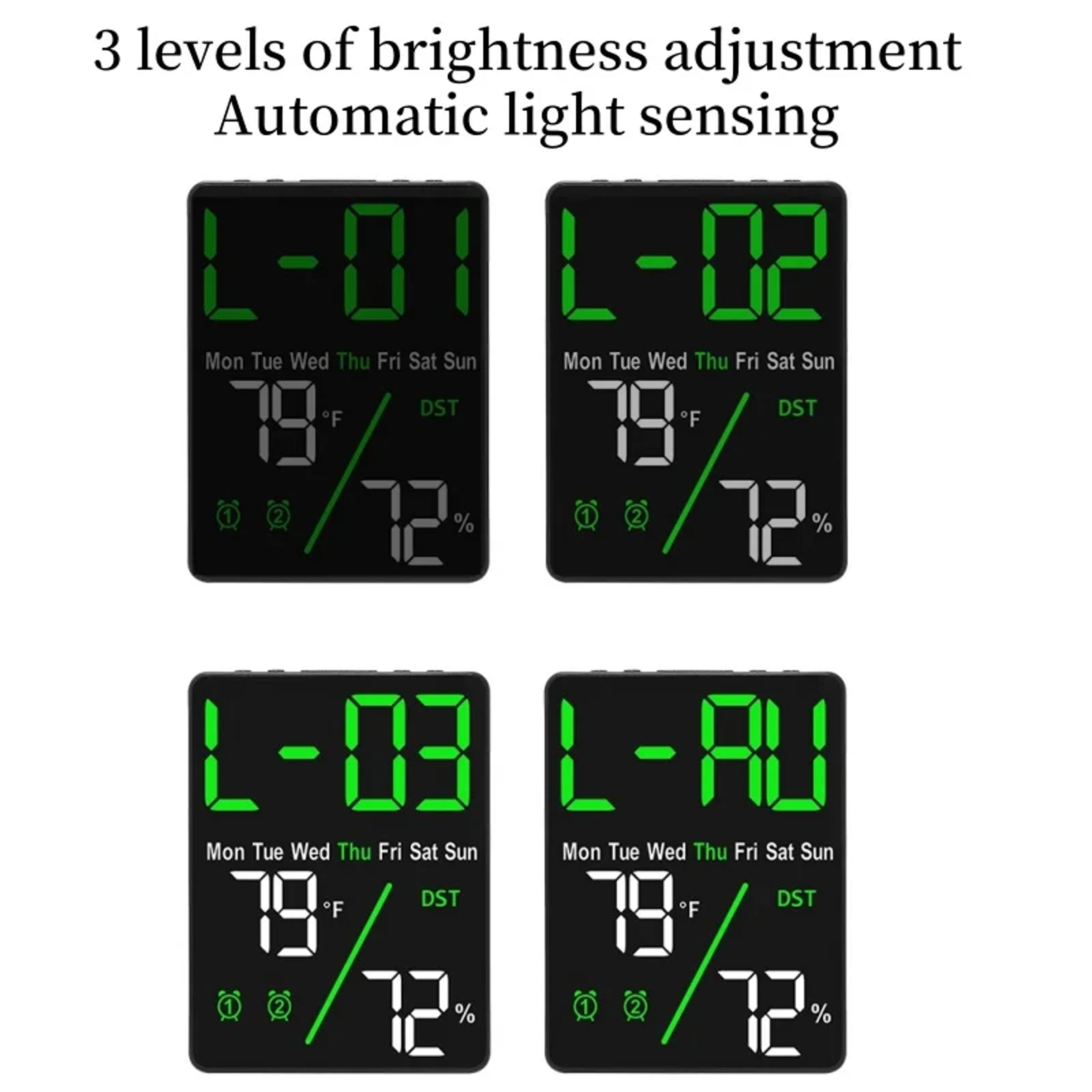 Smart LED Digital Alarm Clock With Temperature  Humidity Display For Desk Or Wall 2