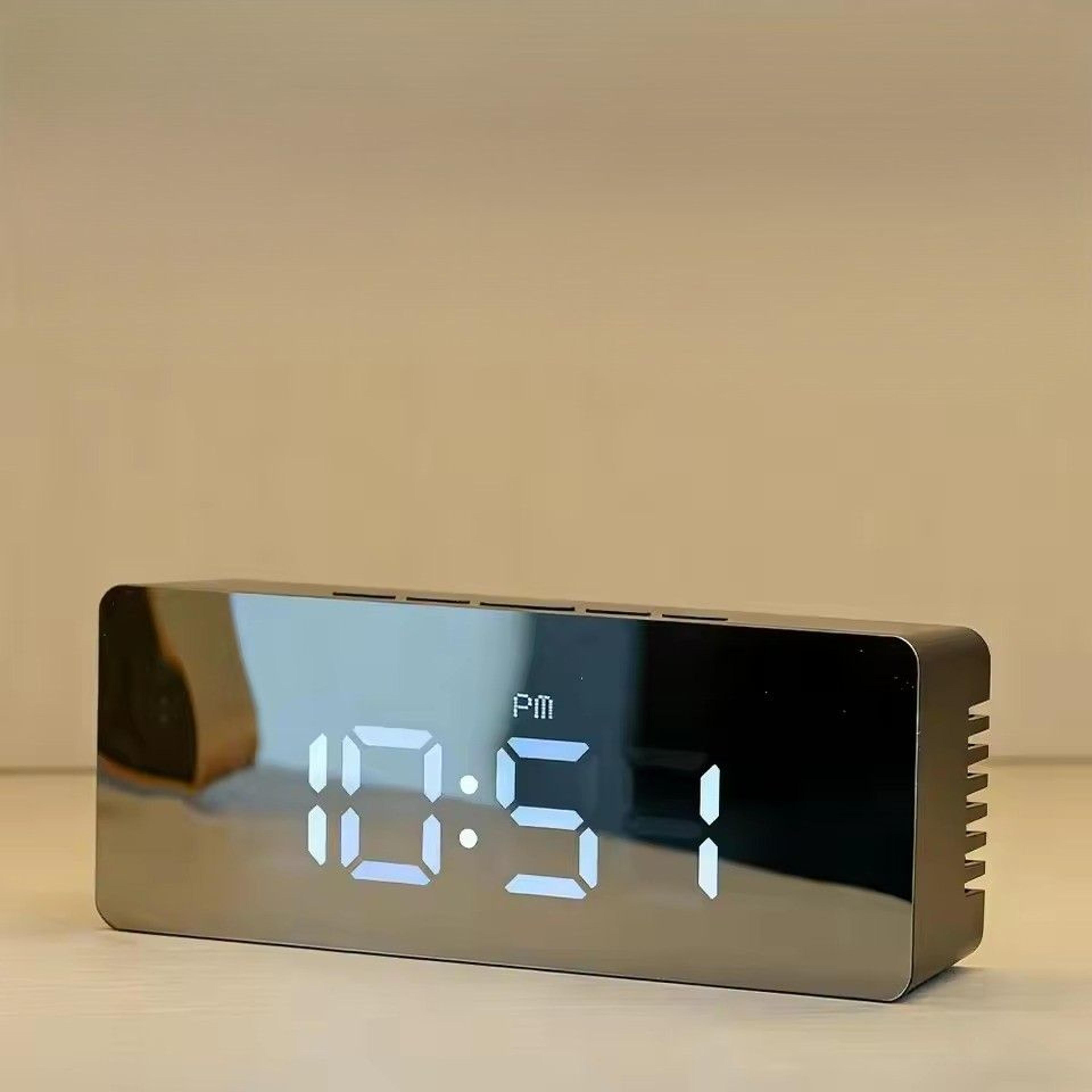 Lumi Mirror Digital Alarm Clock With Large LED Display Adjustable Brightness  Snooze For Bedroom De 0
