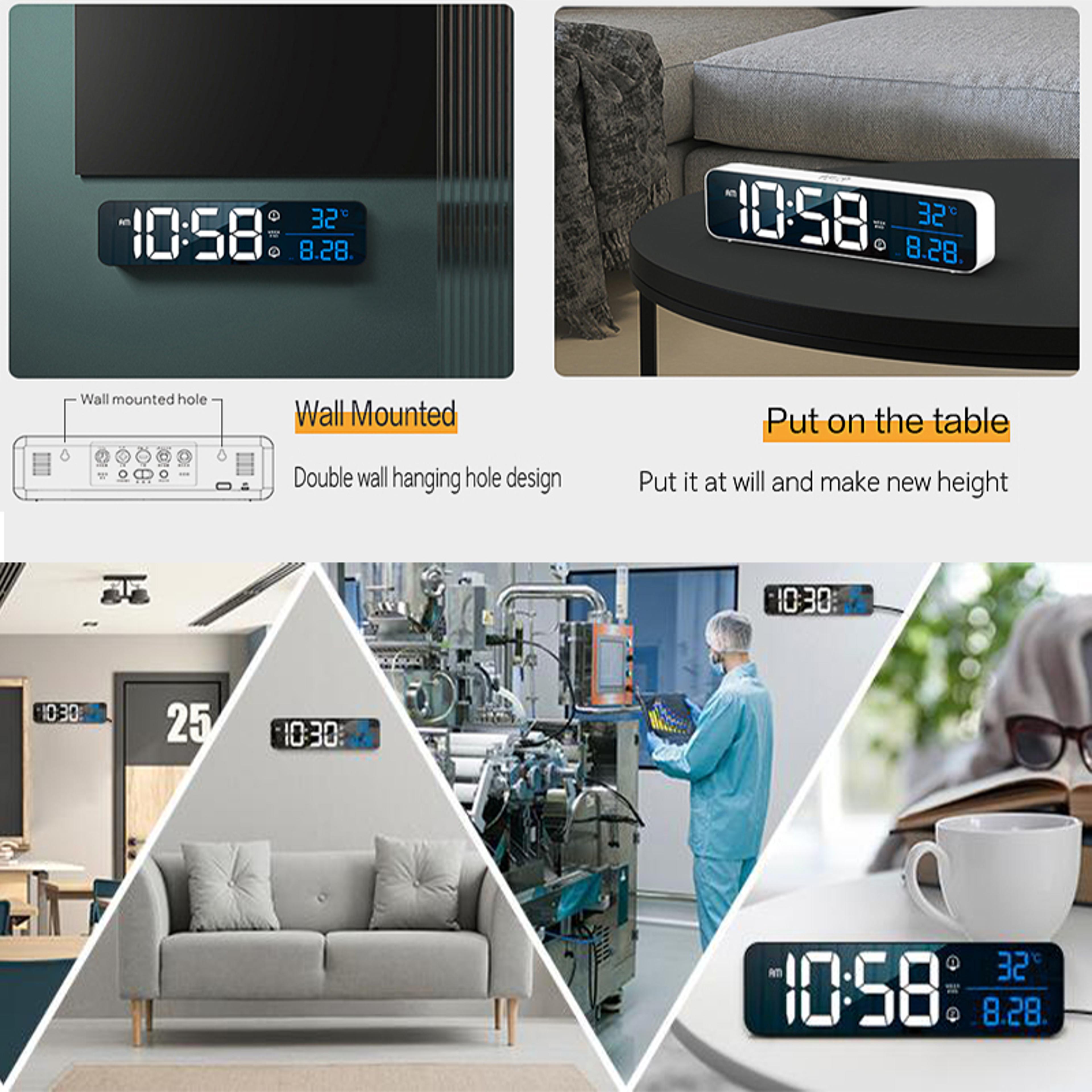 Smart LED Digital Alarm Clock With Large Display Dual Alarm Temperature  Wall Table Design 2