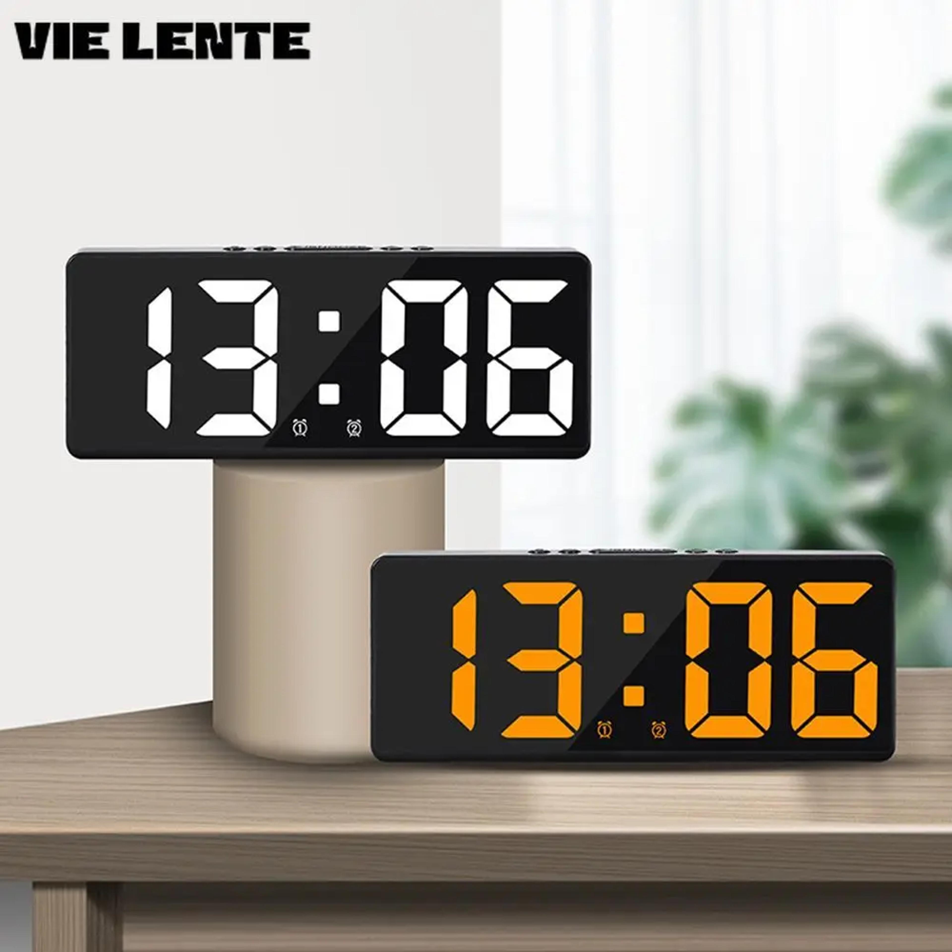Smart LED Digital Alarm Clock With Large Display Temperature Calendar  Night Light 2