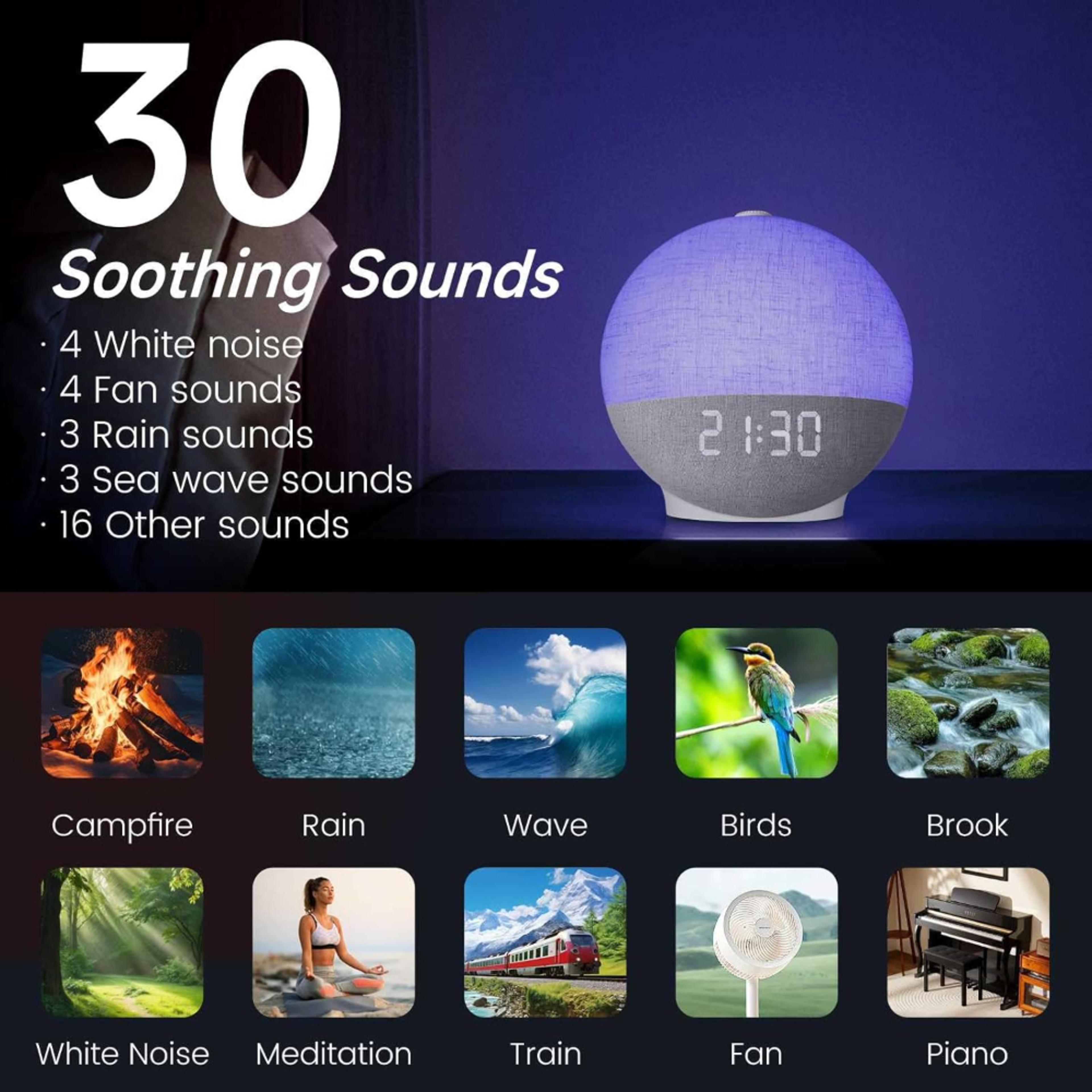 Sunrise Alarm Clock With White Noise Machine Wake Up Light  Bluetooth Speaker 5