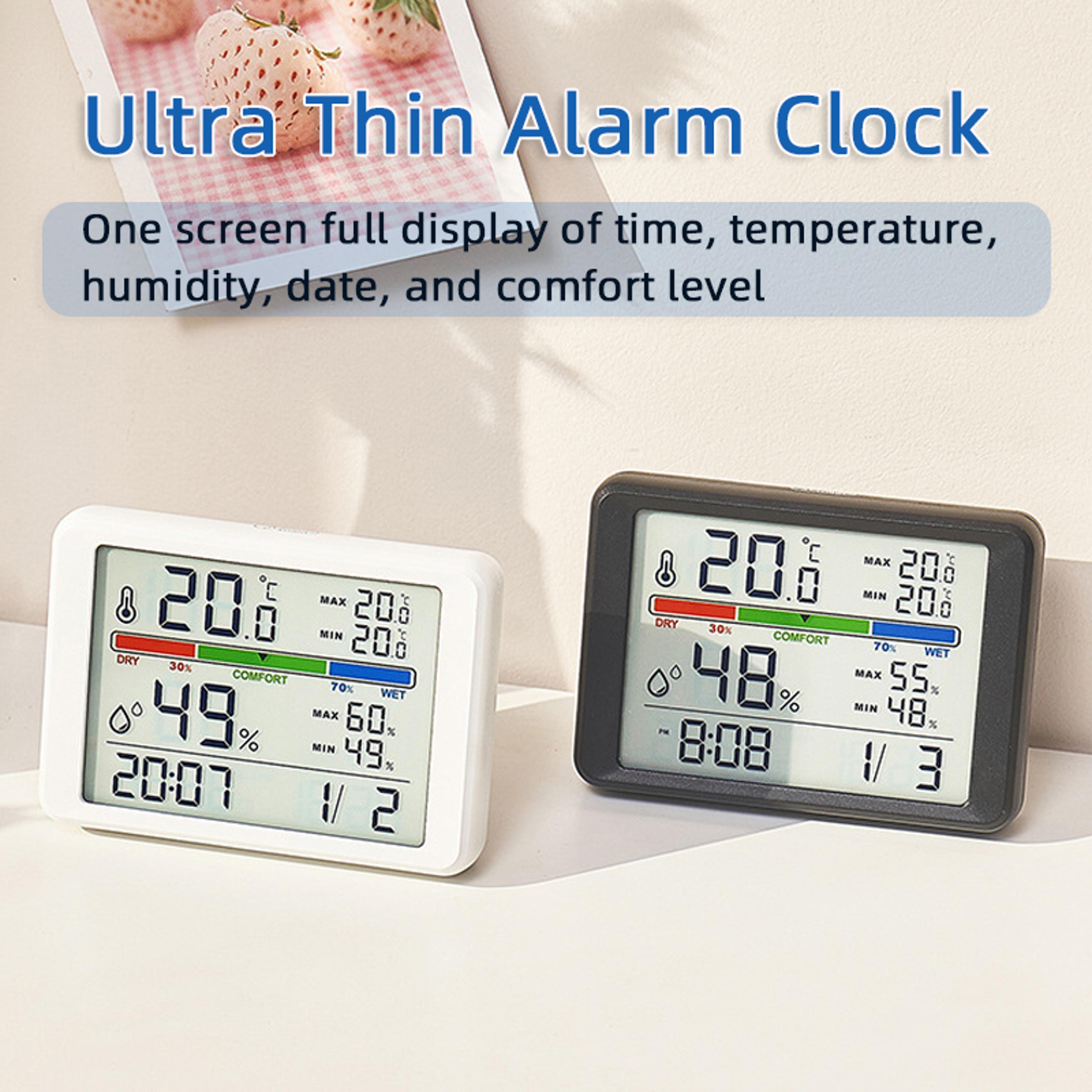 Ultra Slim Digital Alarm Clock With Magnetic Mount LCD Bedside Display  Temperature Humidity Monito 1