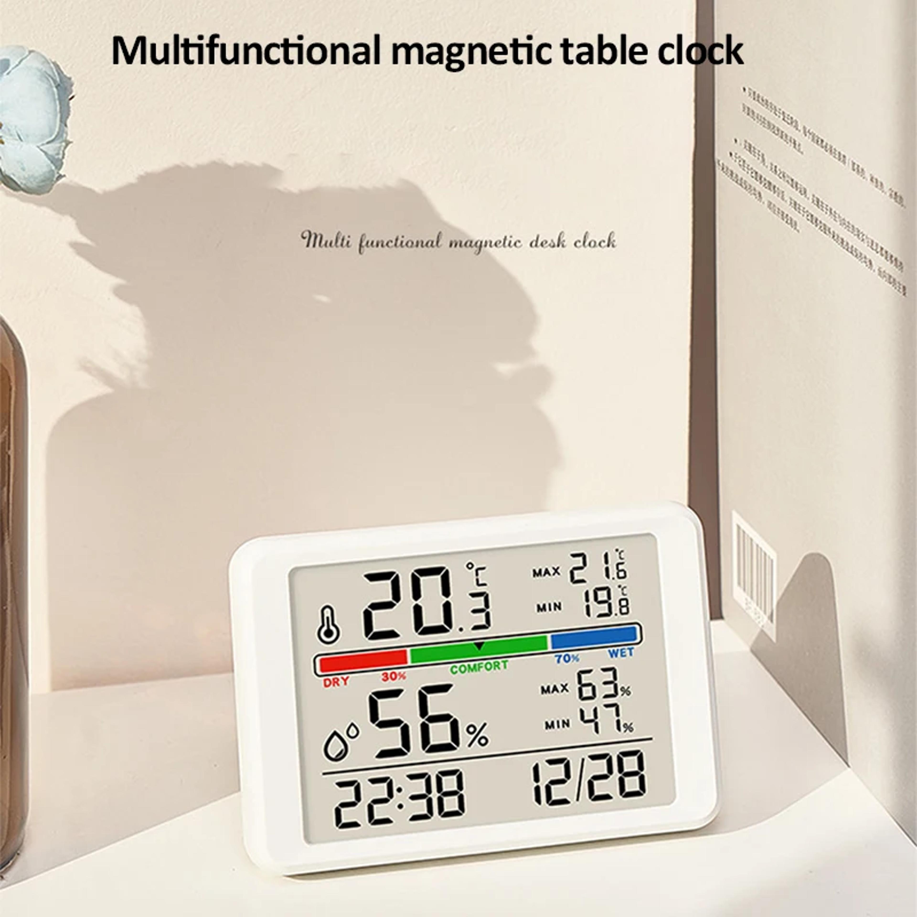 Ultra Slim Digital Alarm Clock With Magnetic Mount LCD Bedside Display  Temperature Humidity Monito 3