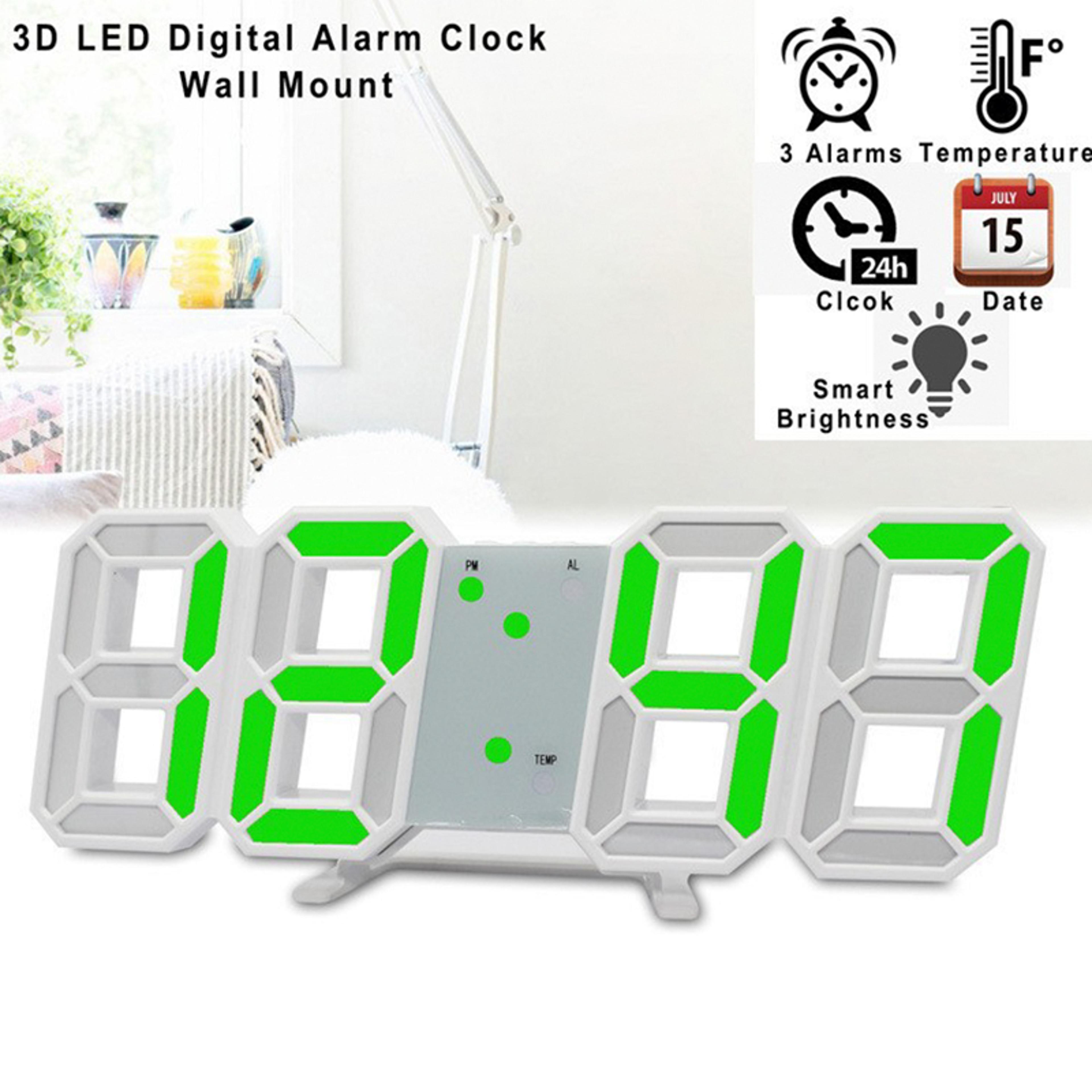 Lumi View LED Digital Wall Clock Display Wall Mounted Alarm Clock For Home  Office 4