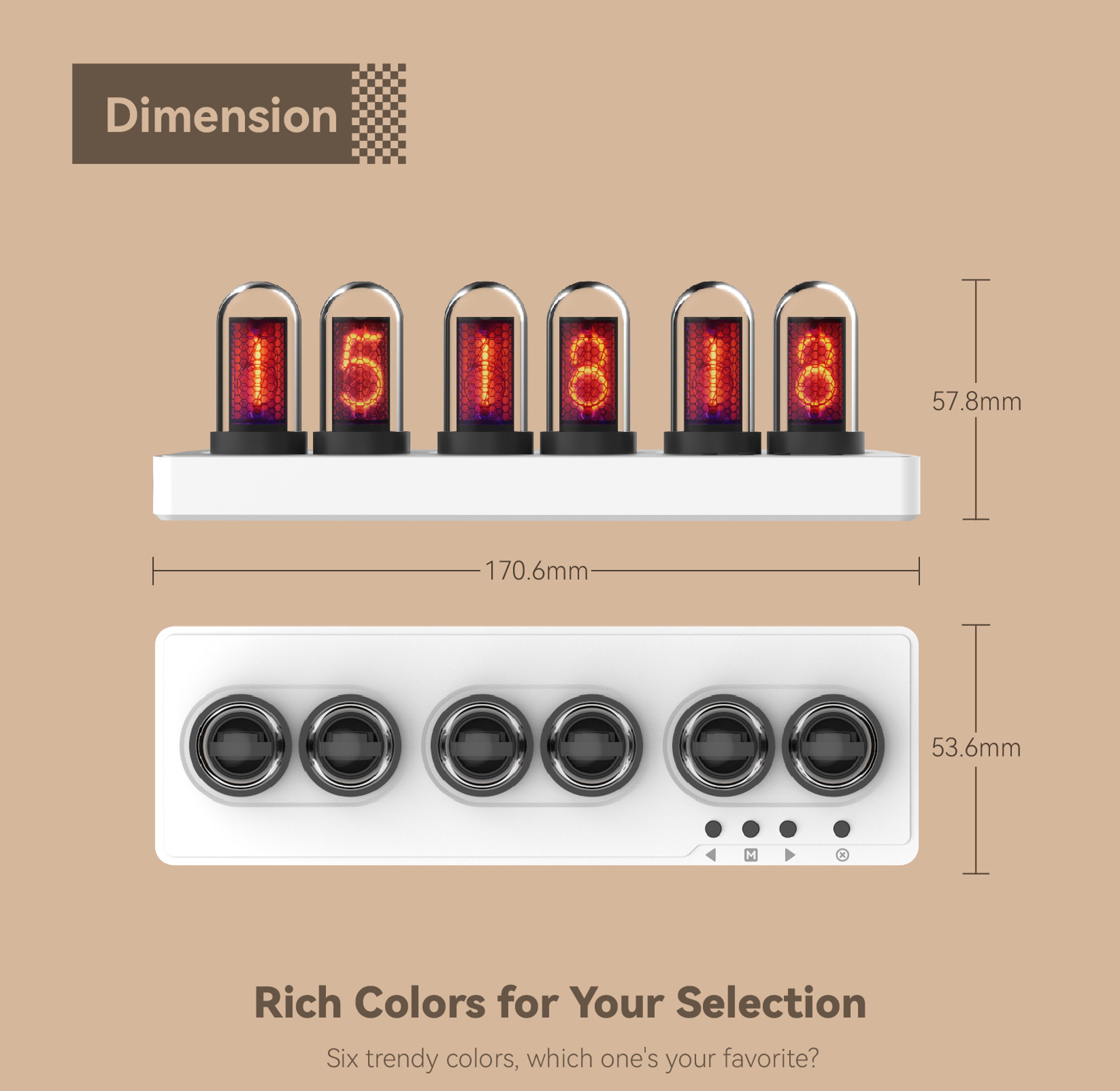 WiFi IPS Nixie Tube Clock With Smart Alarm  Custom RGB Display 6