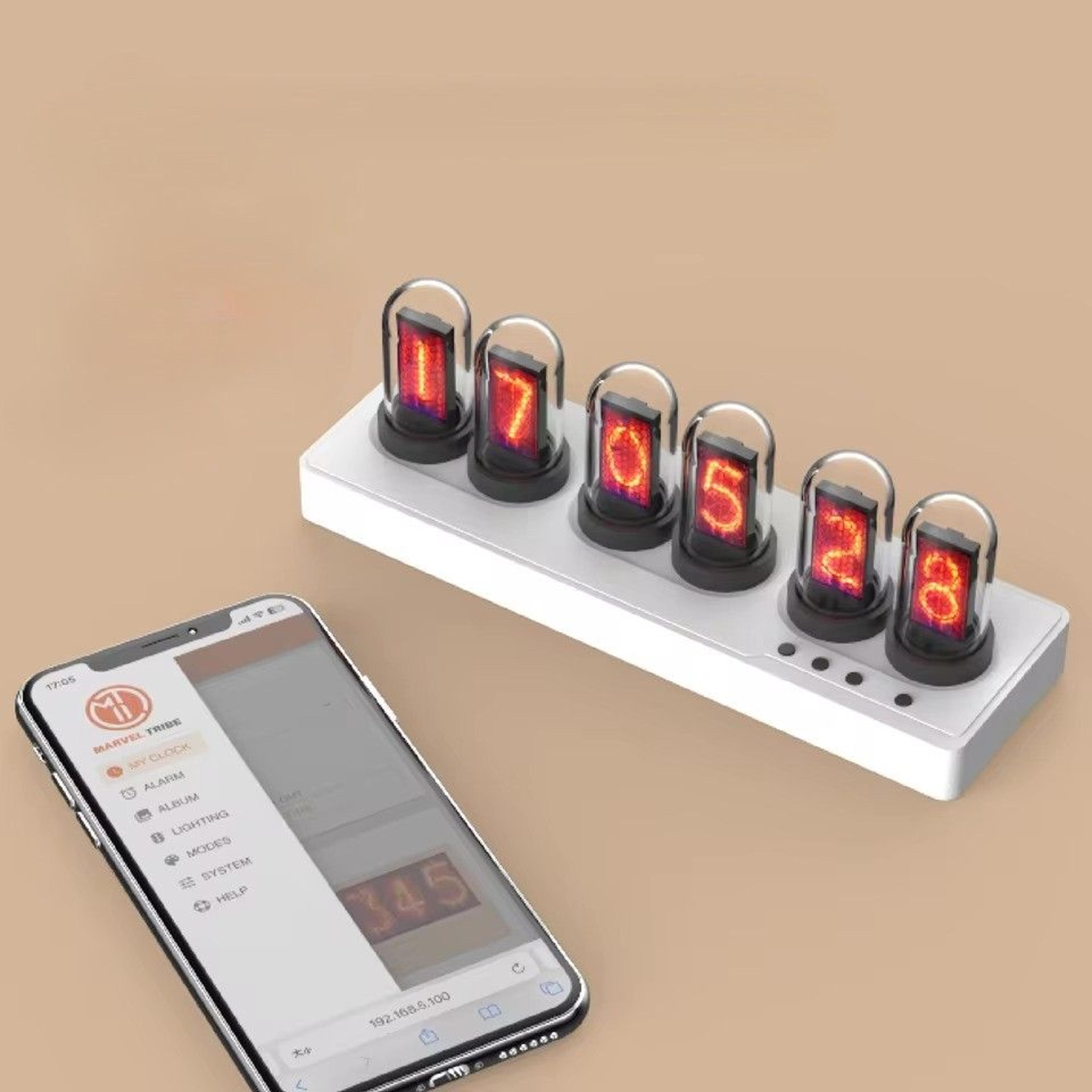 WiFi IPS Nixie Tube Clock With Smart Alarm  Custom RGB Display 0