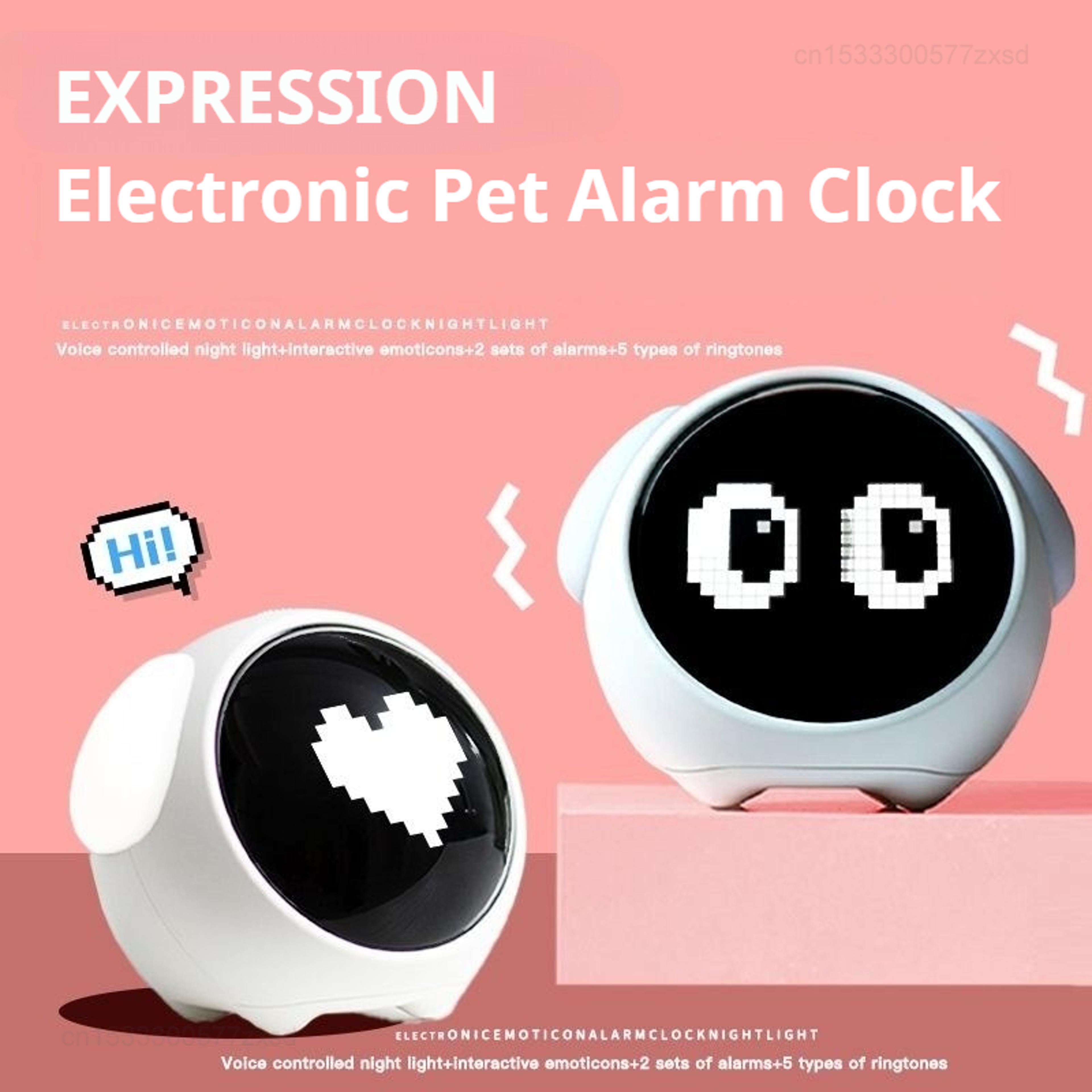 Cute Digital Emotion Kids Alarm Clock With Night Light  LED Display For Bedroom Bedside 1