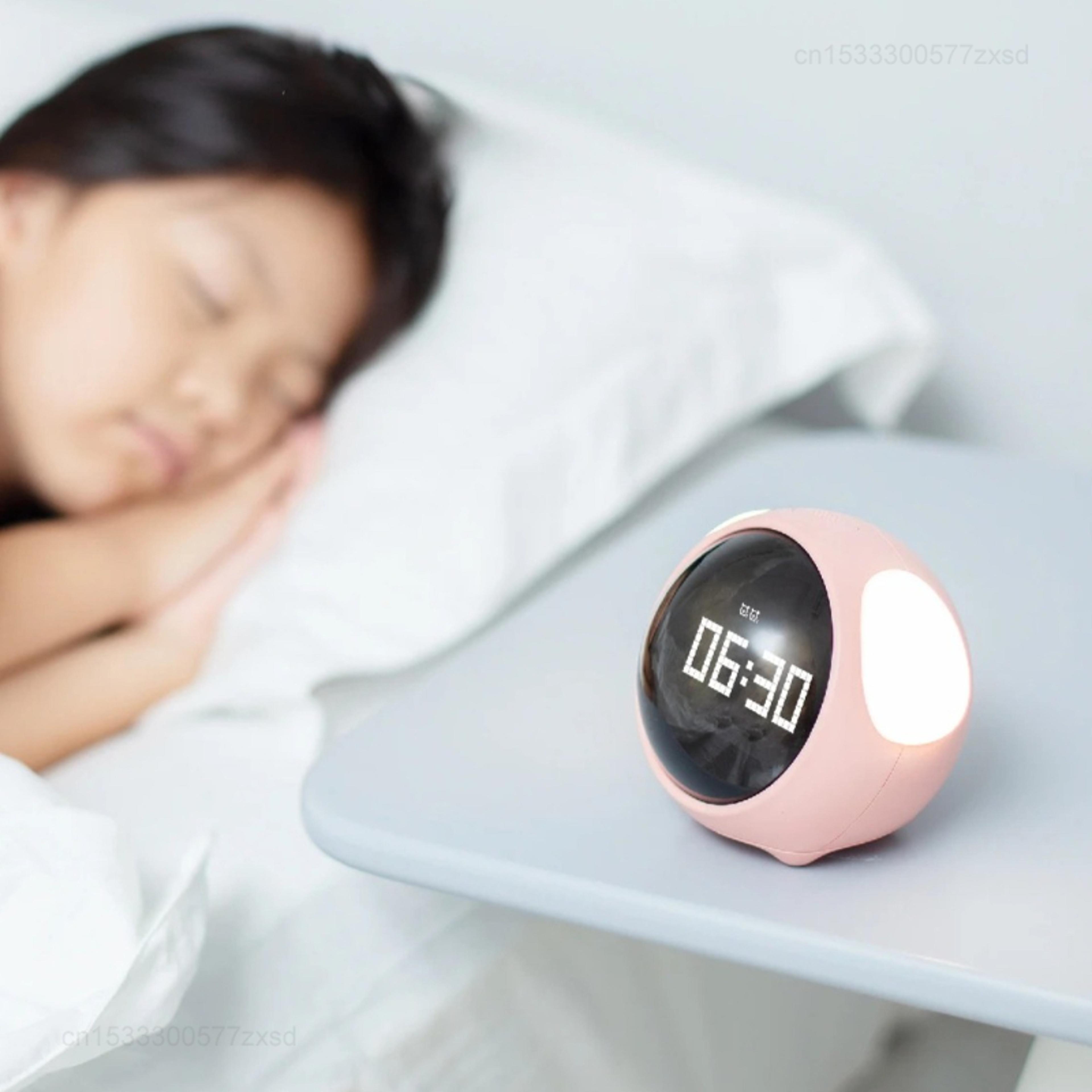 Cute Digital Emotion Kids Alarm Clock With Night Light  LED Display For Bedroom Bedside 5