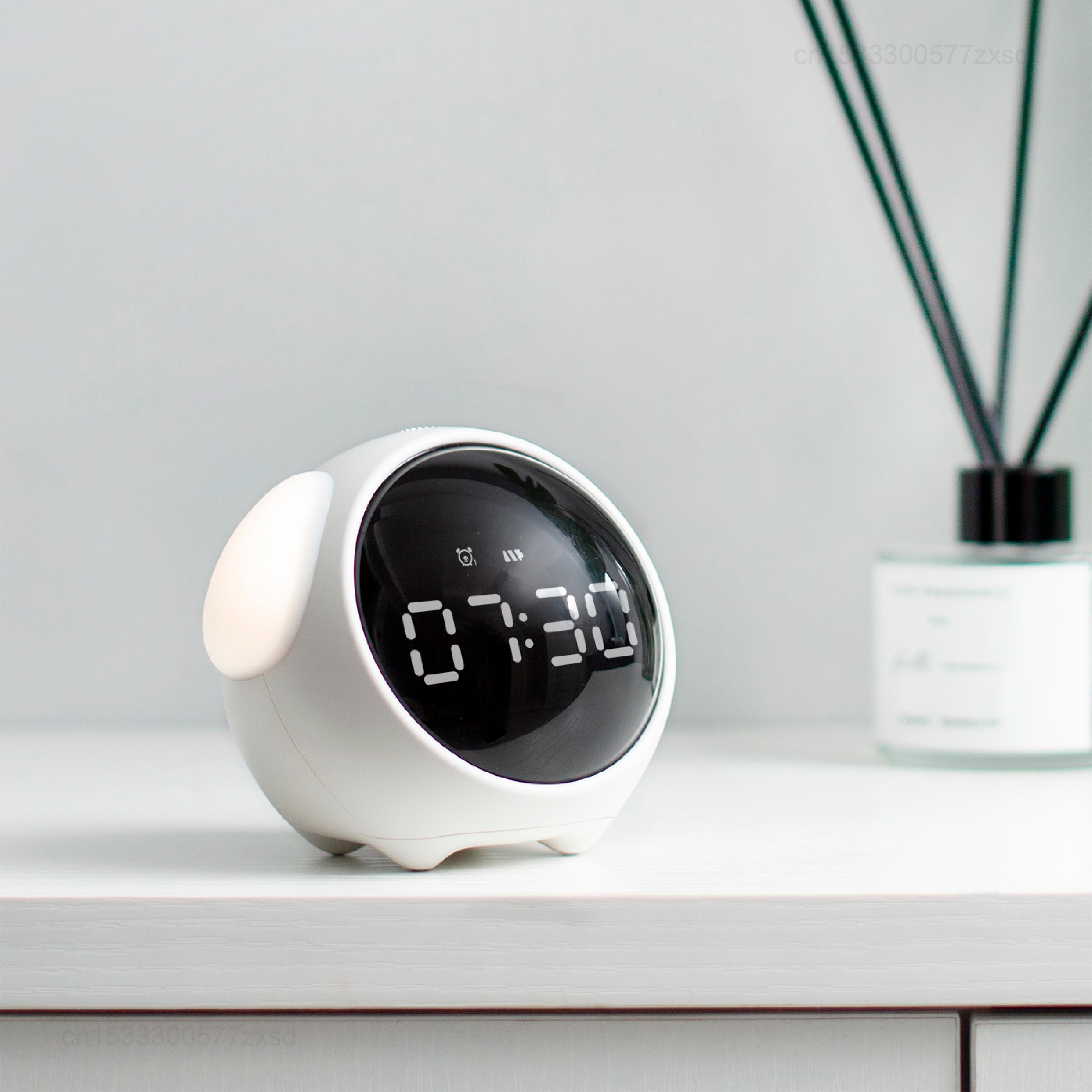 Cute Digital Emotion Kids Alarm Clock With Night Light  LED Display For Bedroom Bedside 0