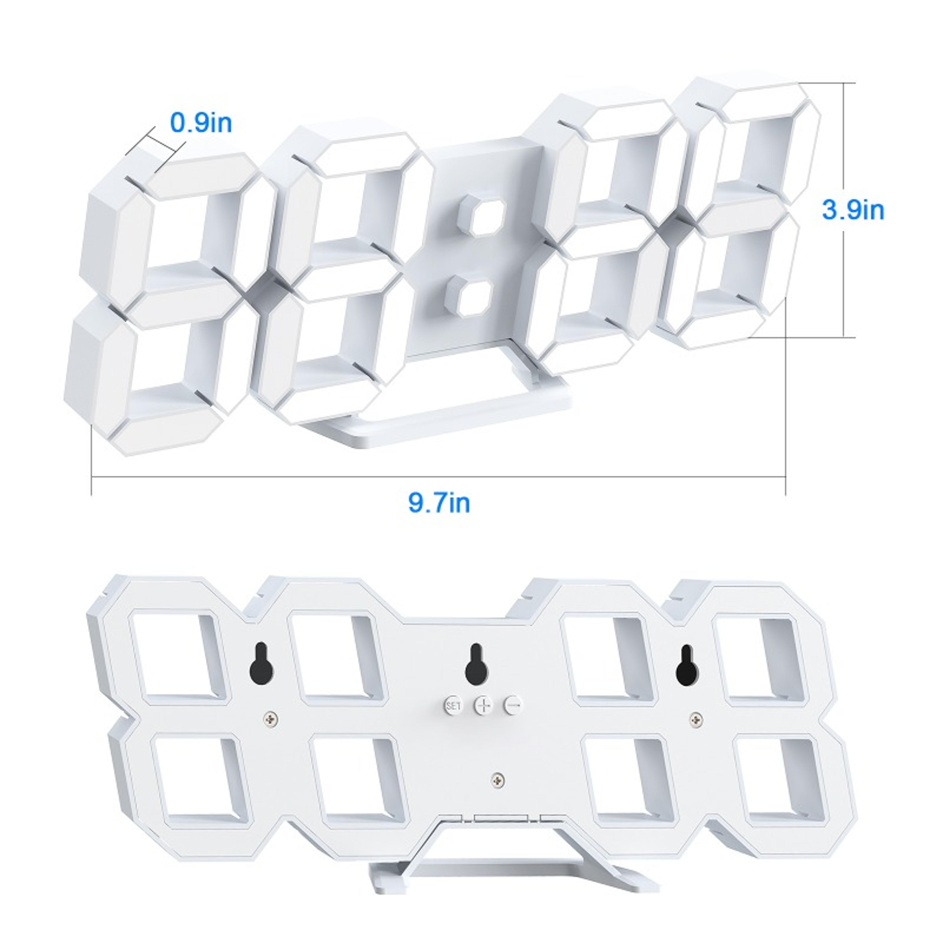 LED Digital Wall Clock With Alarm Temperature Display  Auto Dimming For Bedroom And Office 5