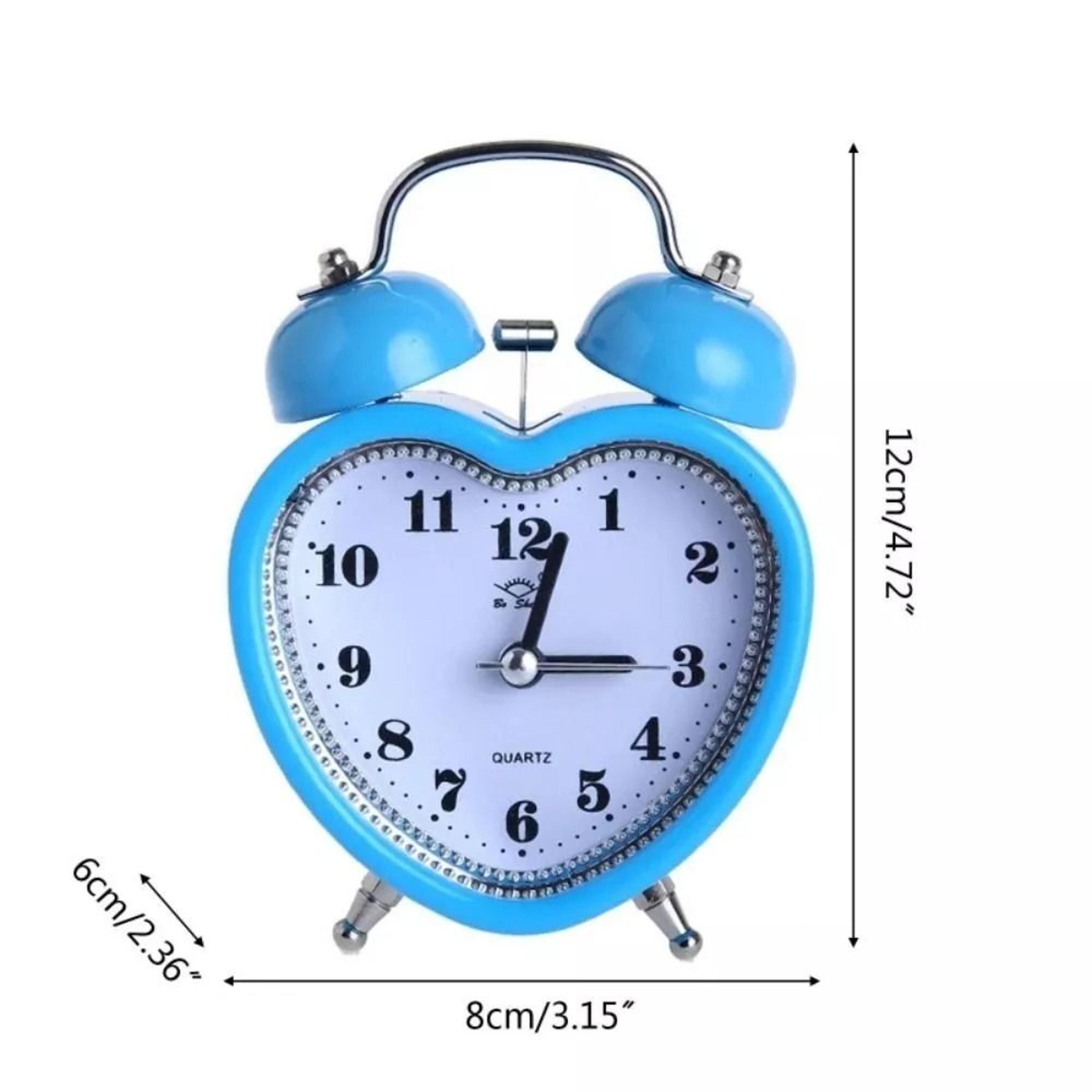 Heart Shaped Alarm Clock With Night Light Snooze  Silent Analog Bedside Clock 3