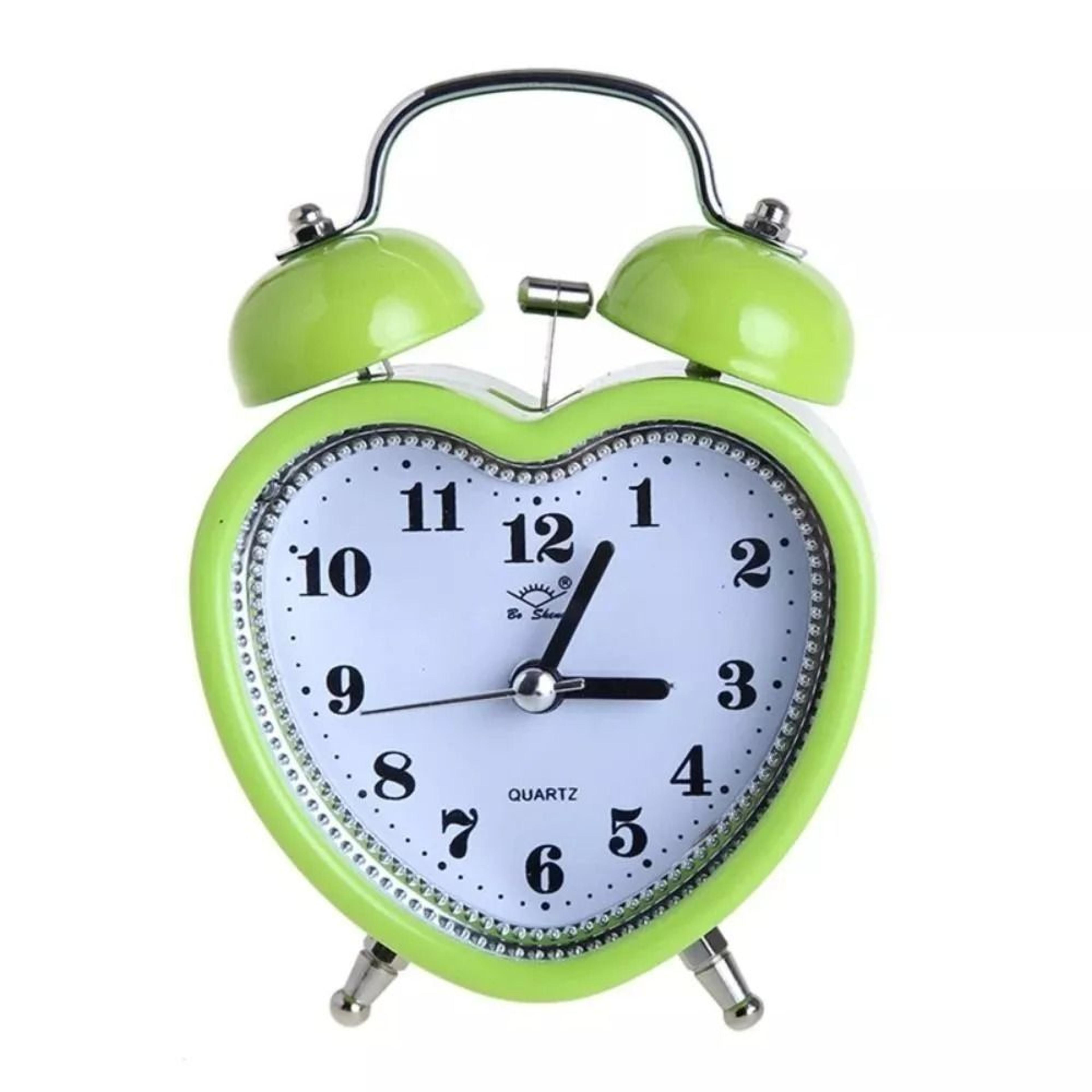 Heart Shaped Alarm Clock With Night Light Snooze  Silent Analog Bedside Clock 7