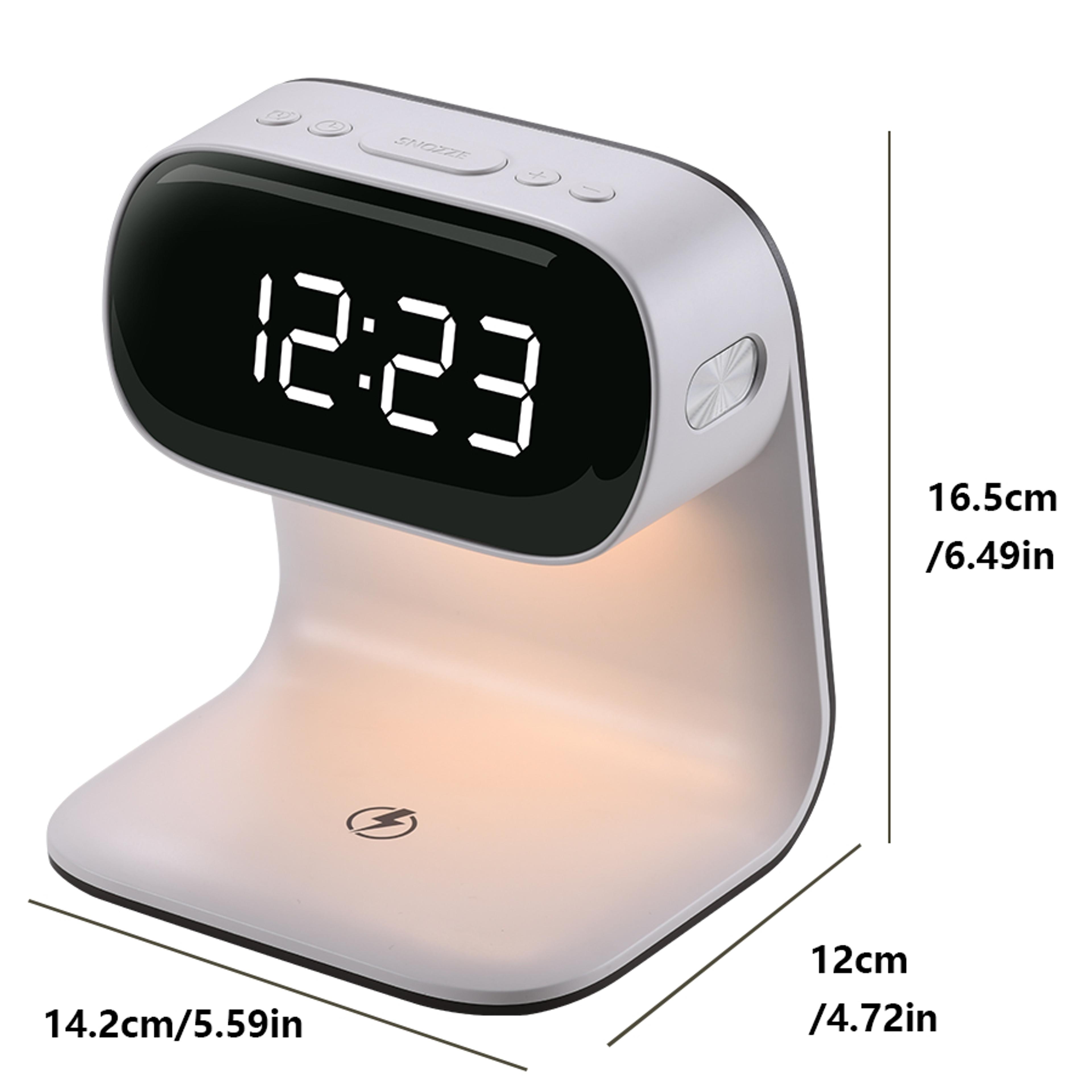 Glow Charge Wireless Charging Alarm Clock With Warm LED Night Light  Bedside Display 6