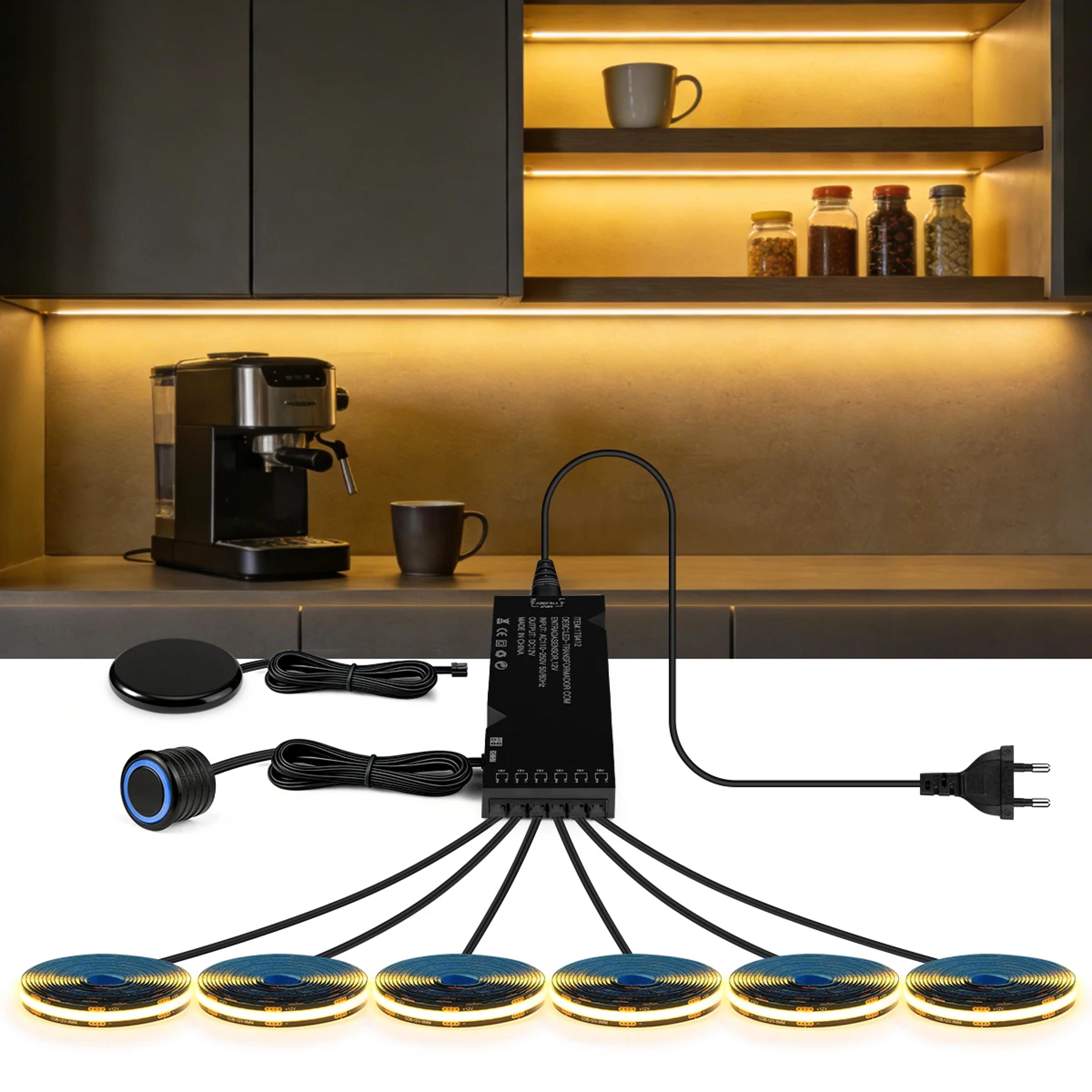 Smart COB LED Strip Light With Hidden Touch Sensor For Under Cabinet  Wardrobe Lighting 0