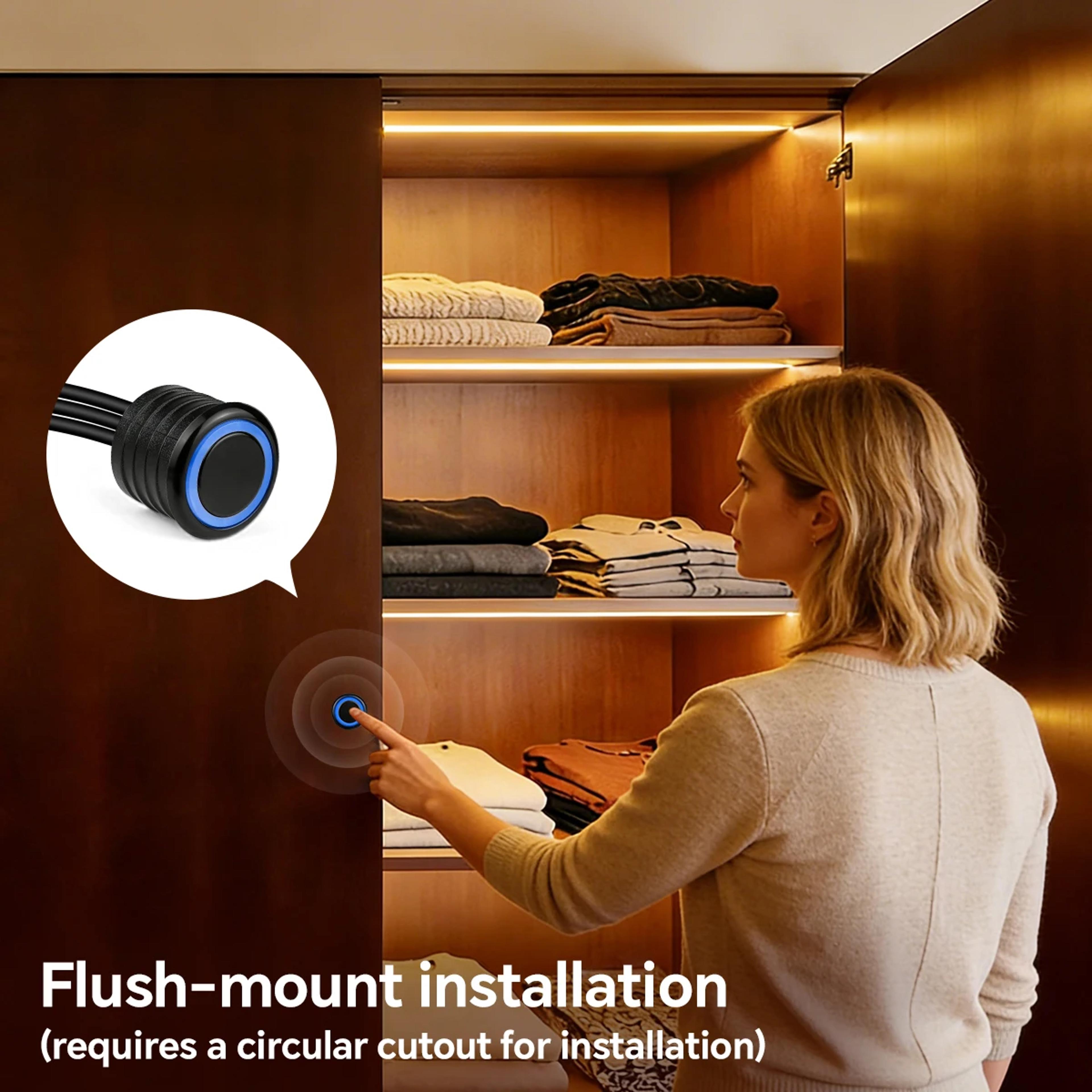 Smart COB LED Strip Light With Hidden Touch Sensor For Under Cabinet  Wardrobe Lighting 1