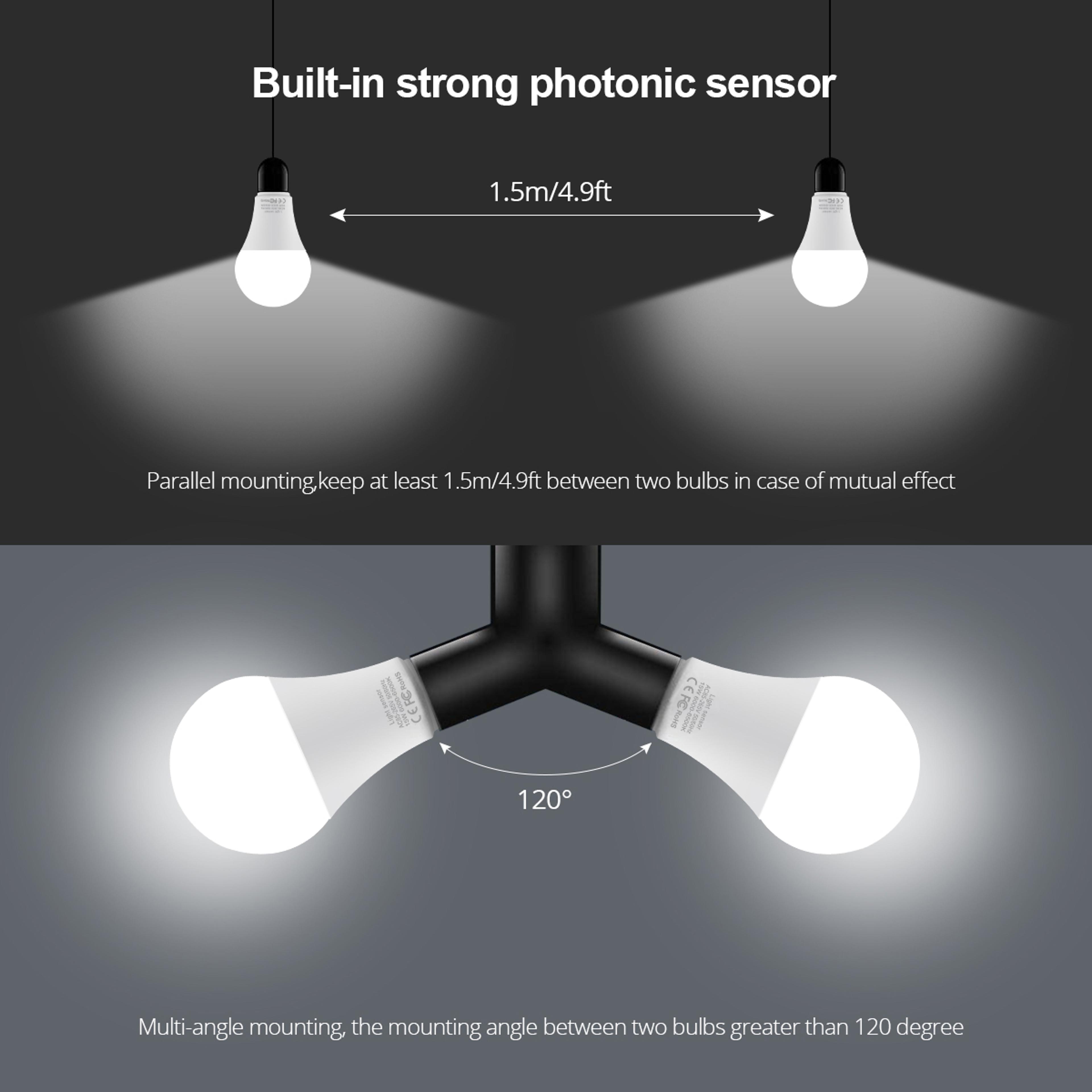 Smart Dusk To Dawn Light Bulb LED Sensor Lamp With Auto On Off For Porch Garden  Home 5