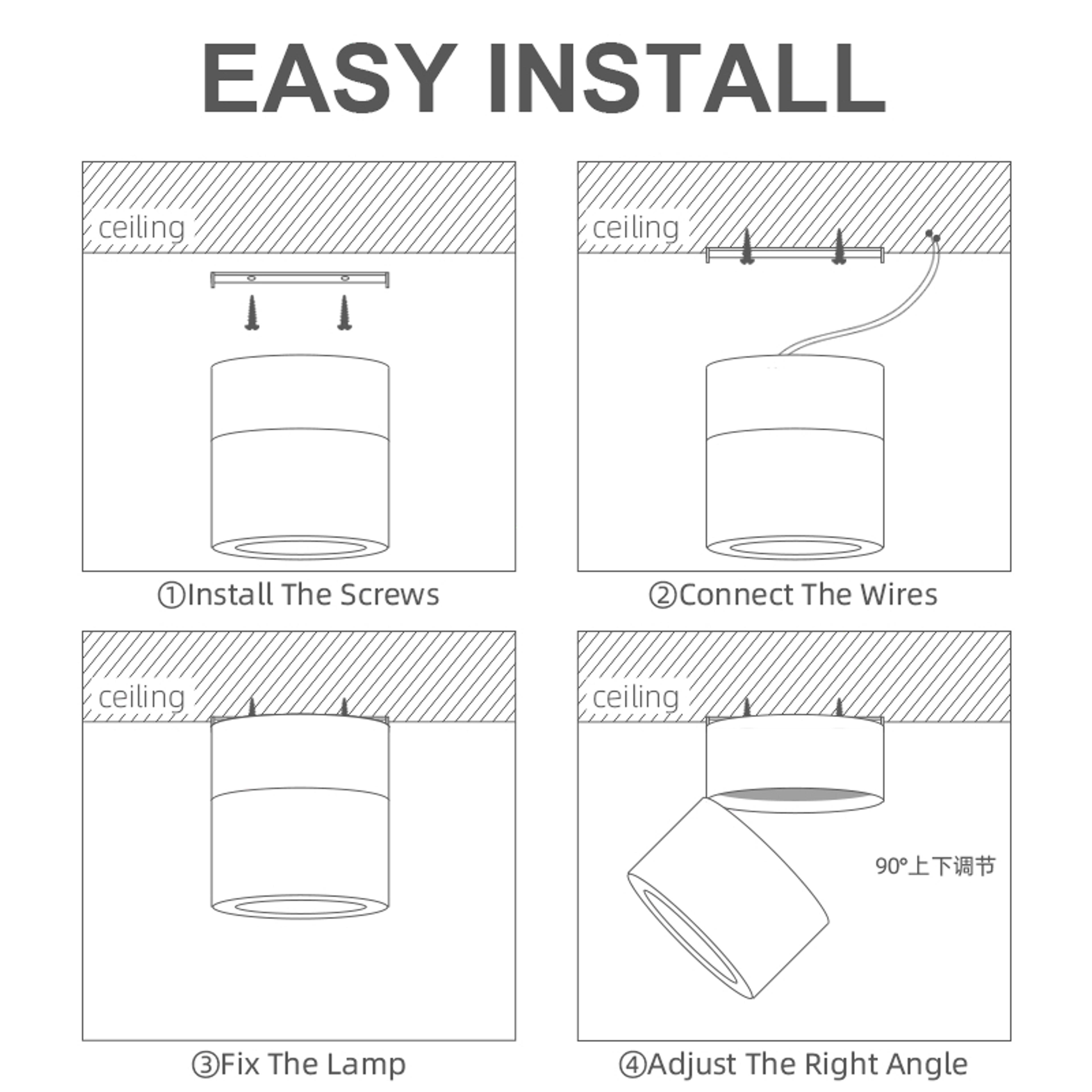 Foldable Tri Color LED Ceiling Light Surface Mounted Downlight For Modern Home Lighting 5