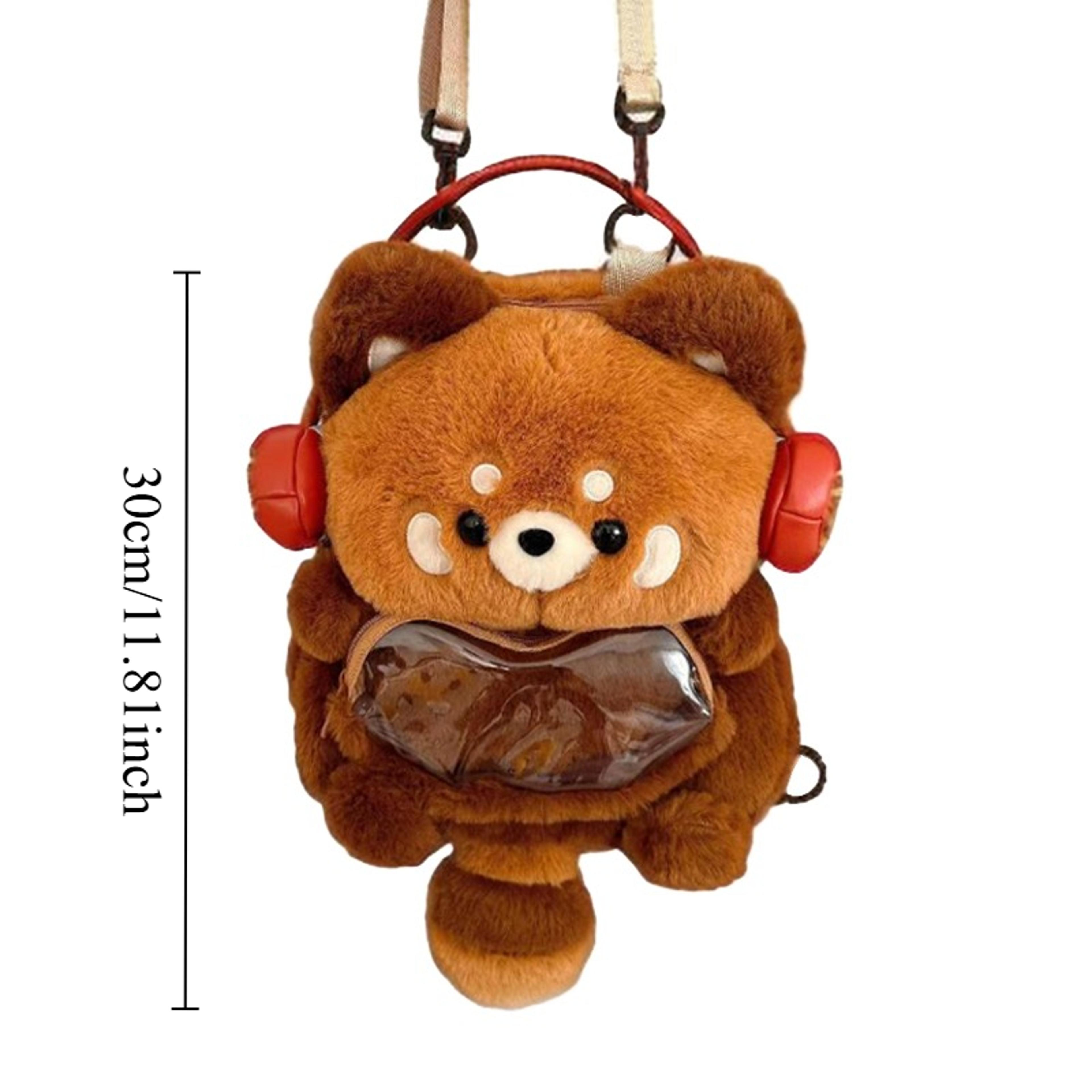 Cute Plush Red Panda Backpack Large Capacity Kawaii Fluffy Animal Shoulder Bag For Women Girls 5