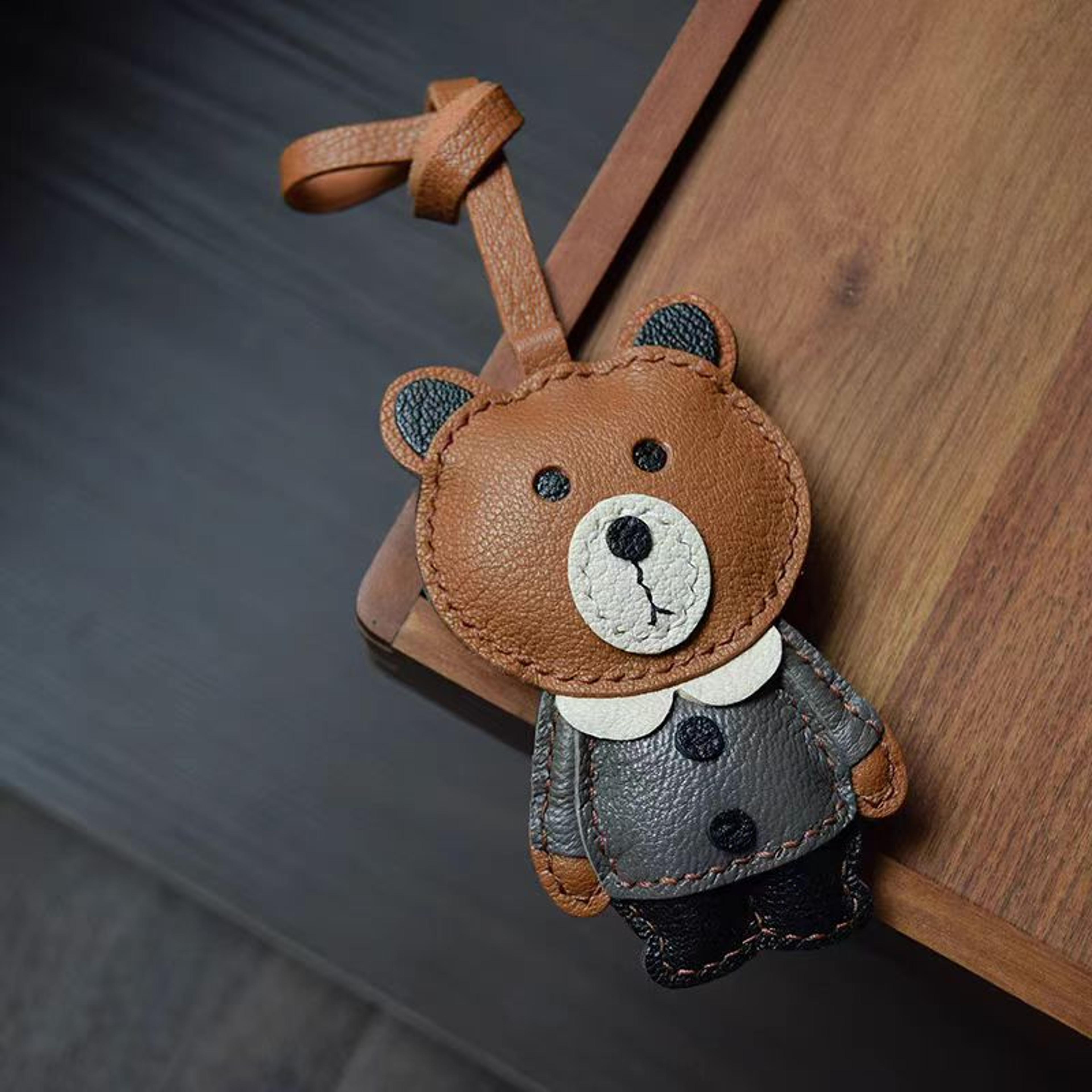 Real Sheepskin Bag Charm Black Leather Keychain Cute Bag Accessory Gift 4