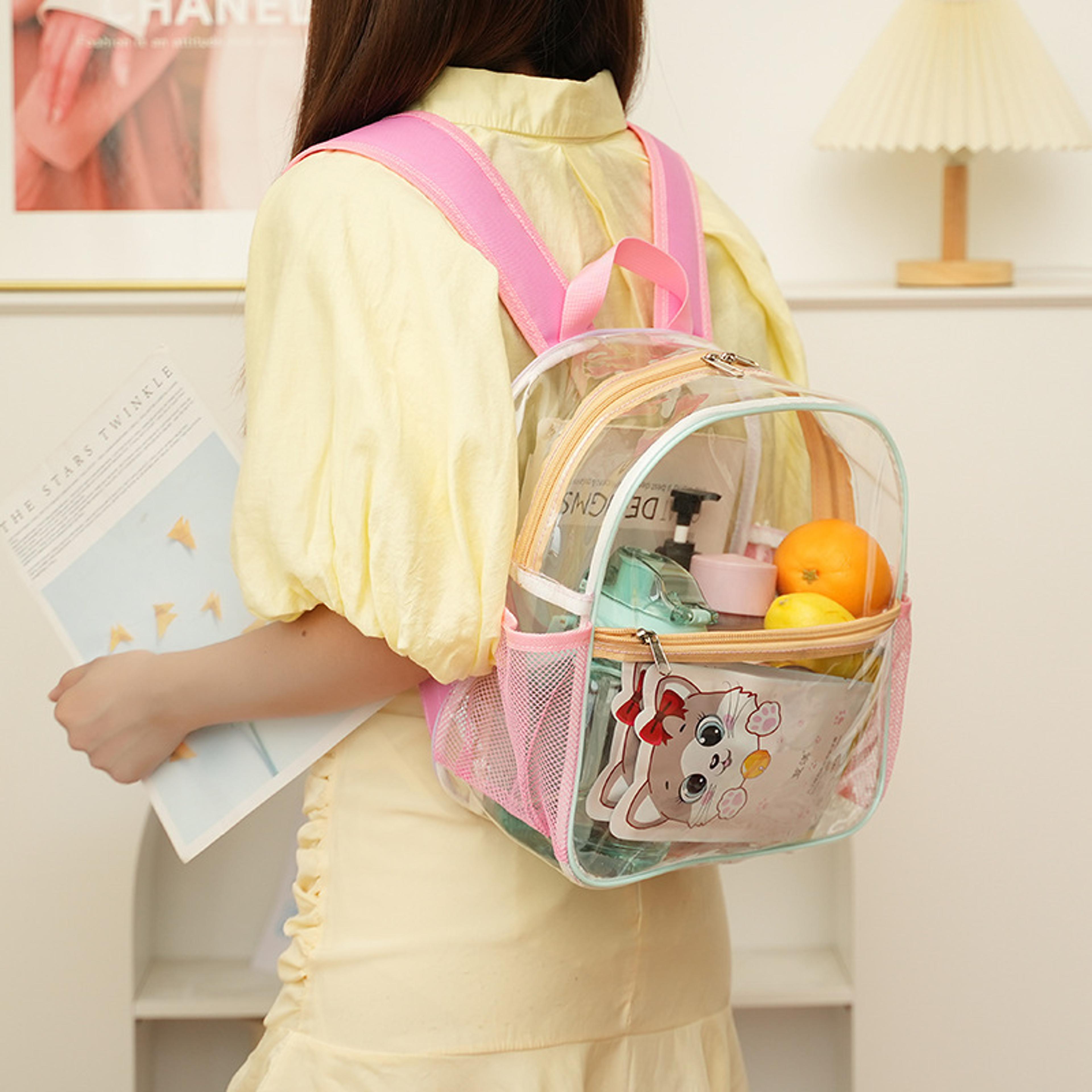 Clear Kids Backpack Transparent Waterproof PVC Bag For School Travel 3