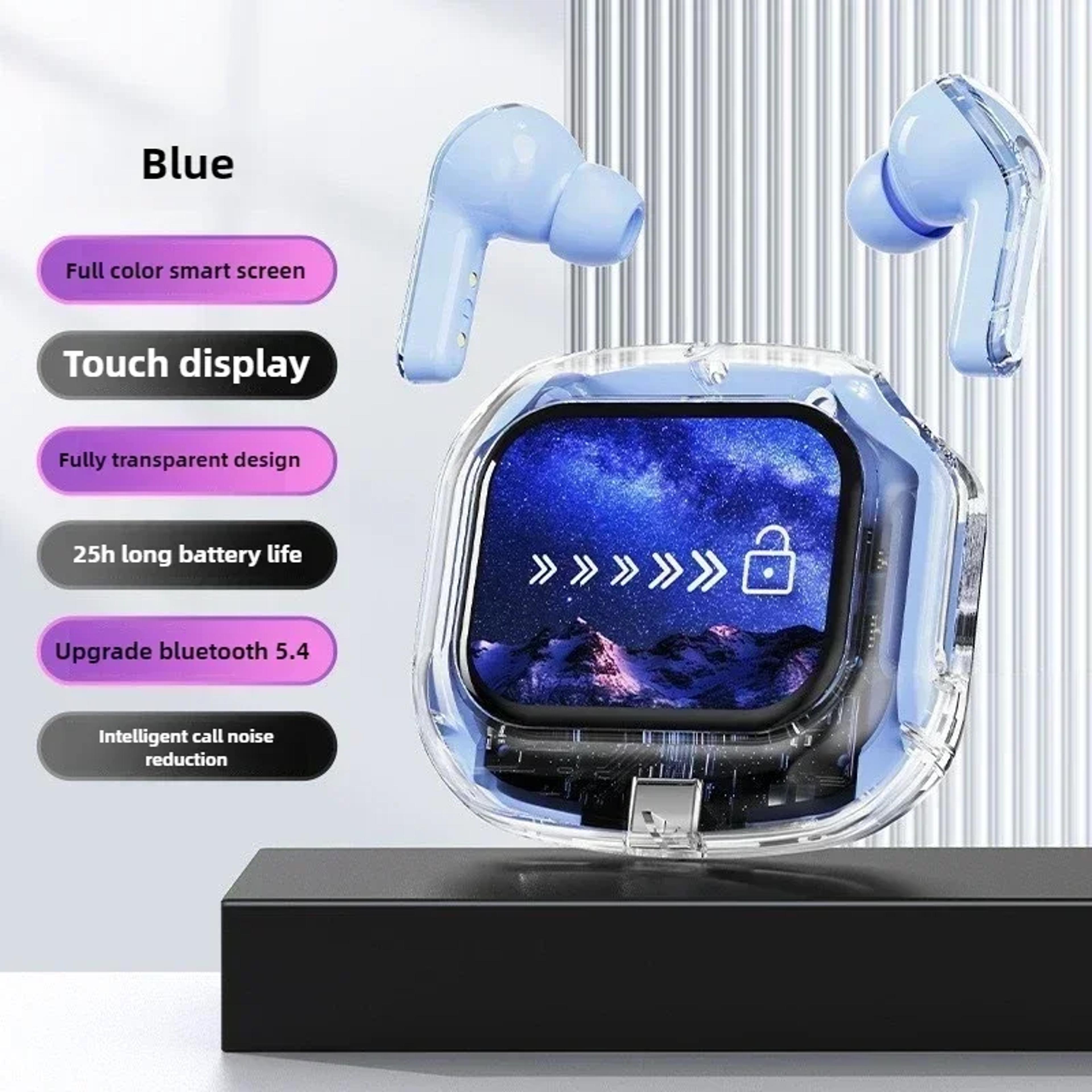 Smart Touch Screen Bluetooth Earbuds With LCD Display  HiFi Stereo Sound 7