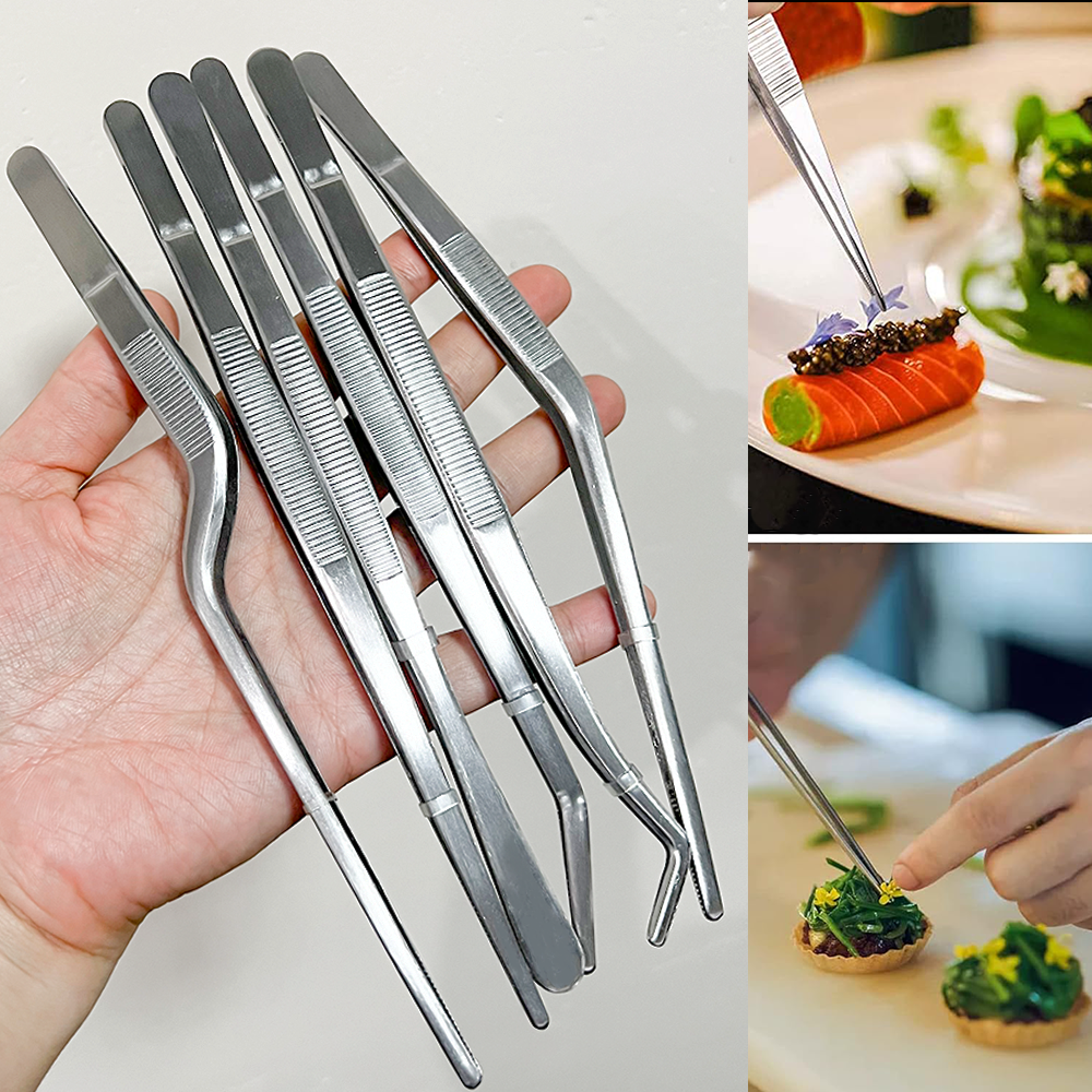 Precision Stainless Steel Kitchen Tweezers Set For Plating Cooking And Baking 2