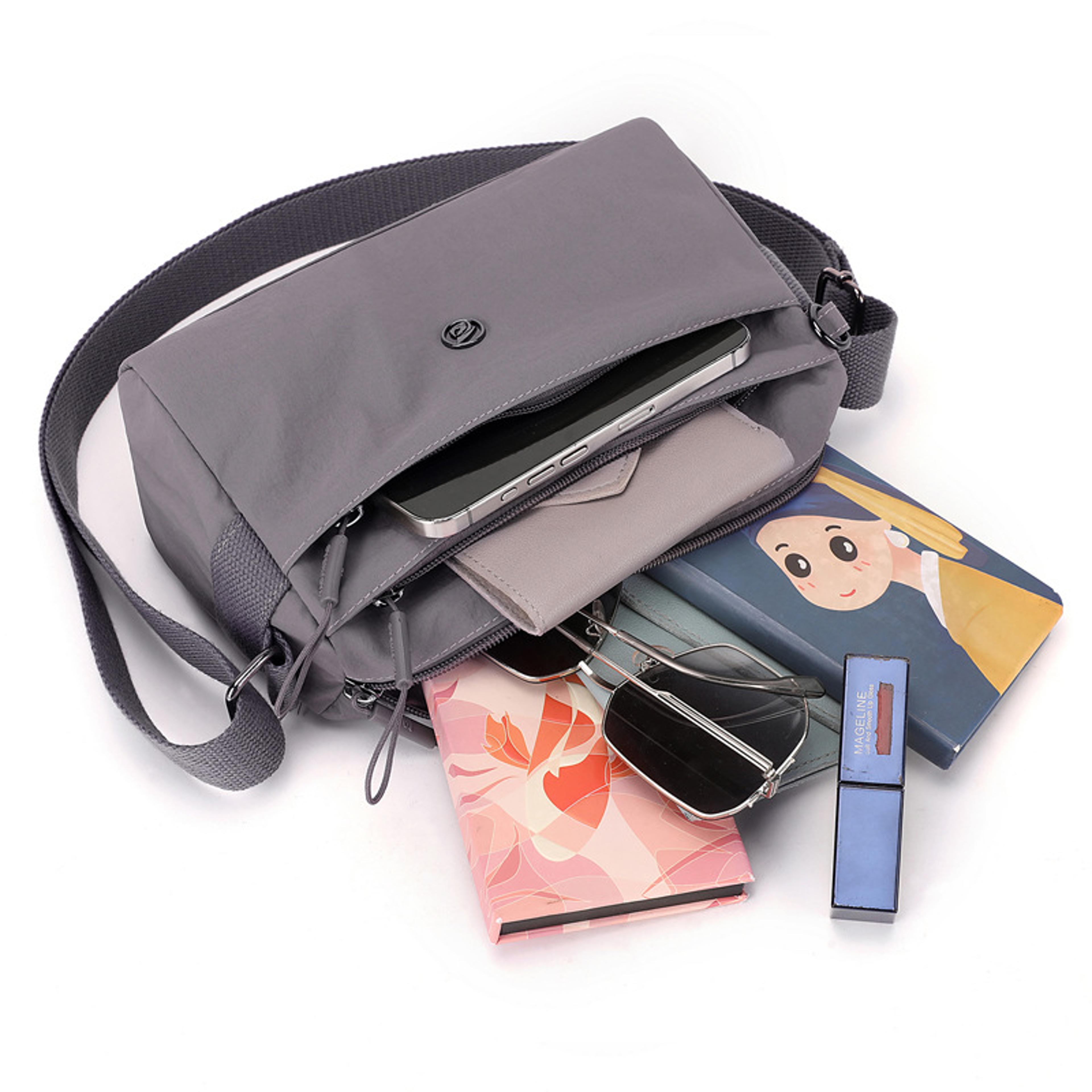 Lightweight Nylon Crossbody Bag With Four Layer Zipper Pockets For Women 2