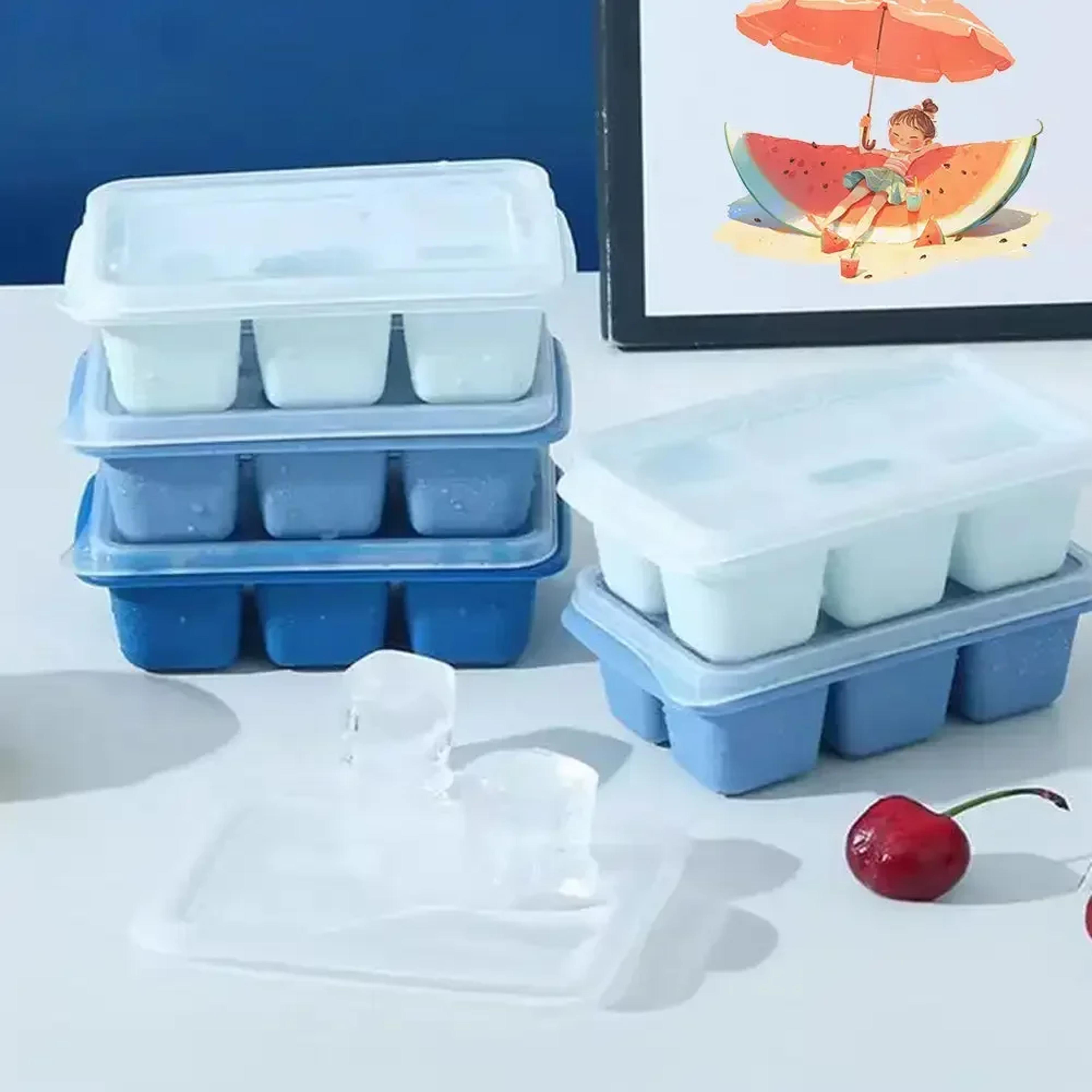 Grid Silicone Ice Cube Tray With Lid Soft Bottom Fruit Ice Maker For Drinks 1