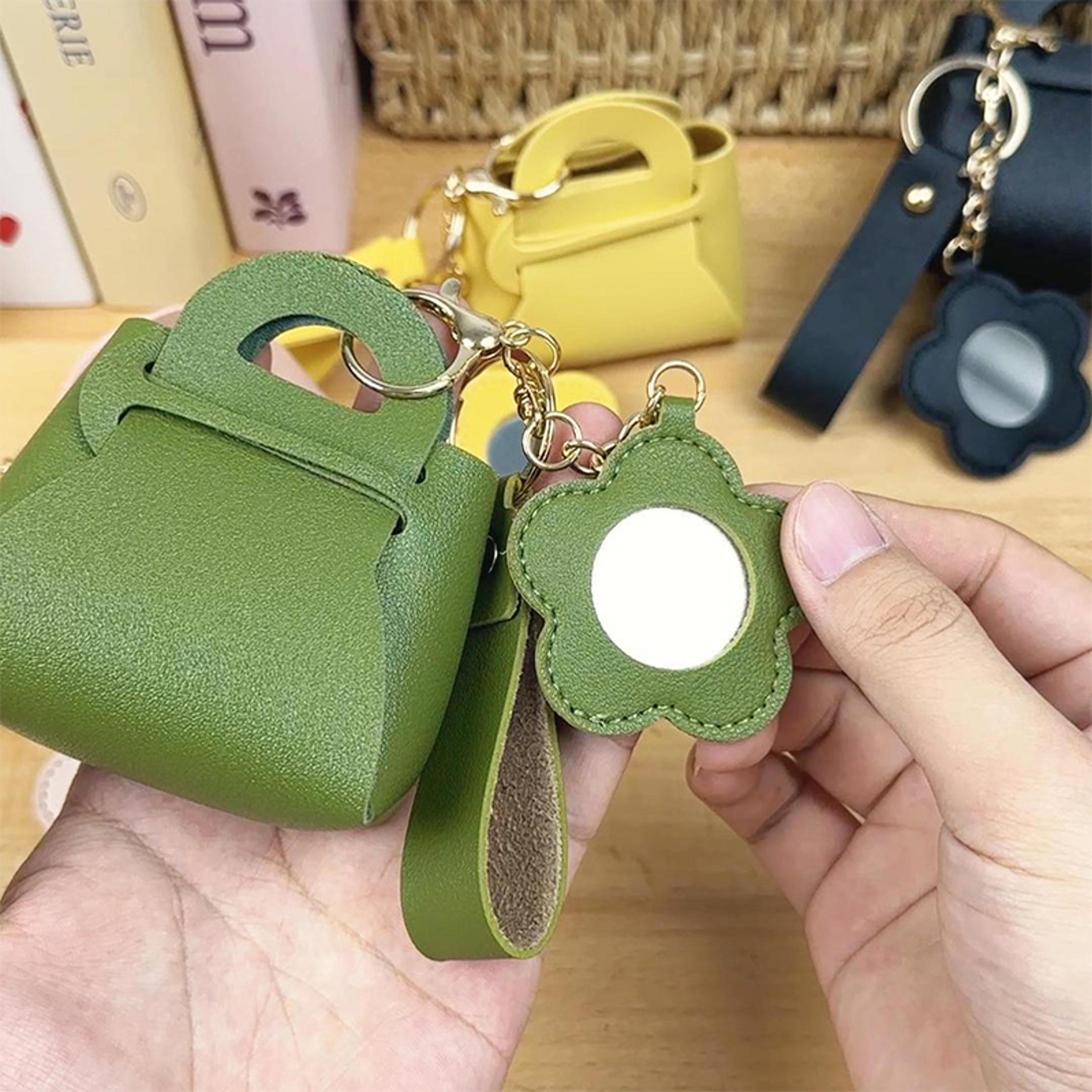 Women PU Leather Mini Clutch Keychain Bag With Mirror Cute Coin Purse Pendant 3
