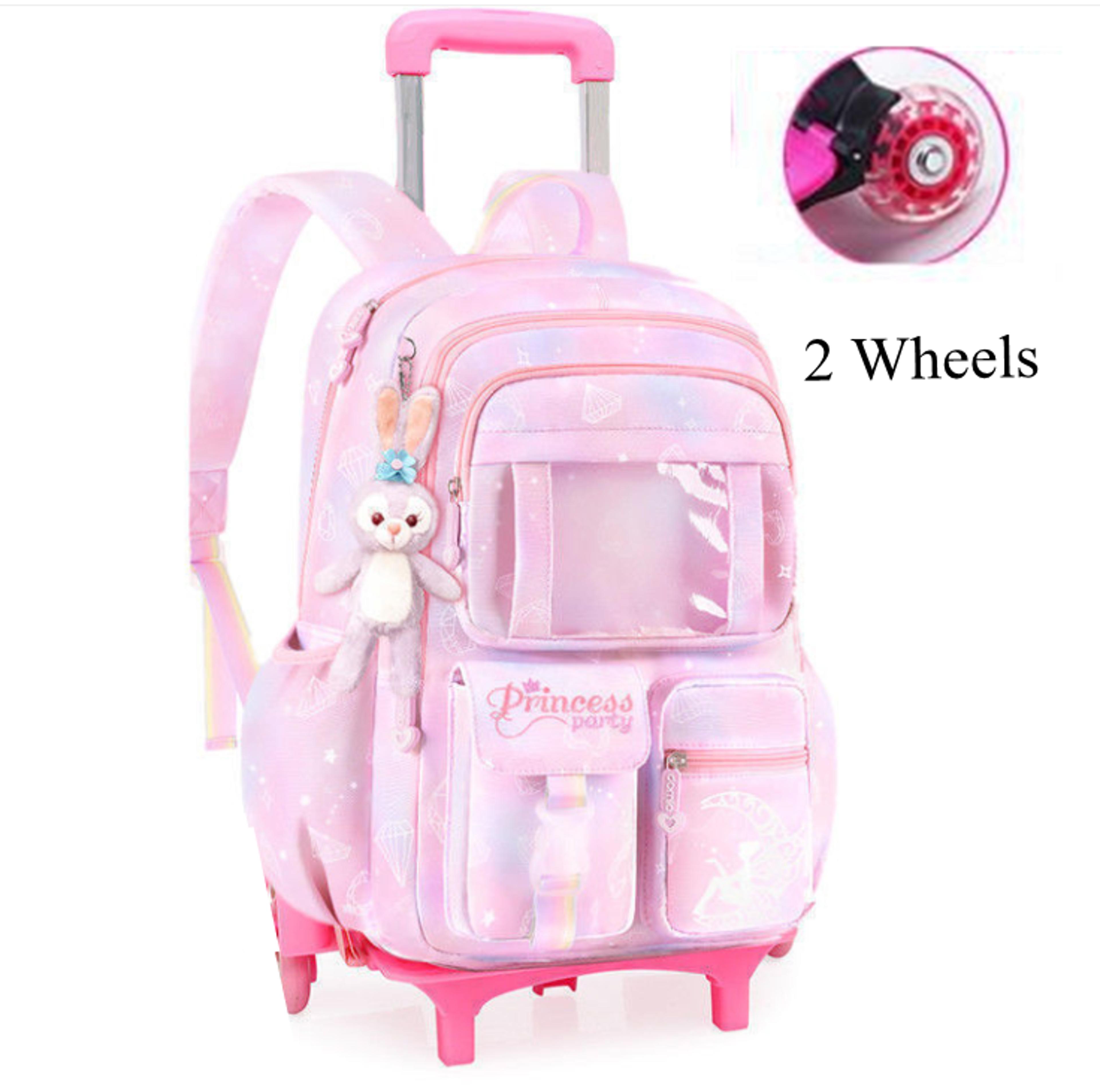 Cute Rolling Backpack For Girls Kids Wheeled School Trolley Bag 5
